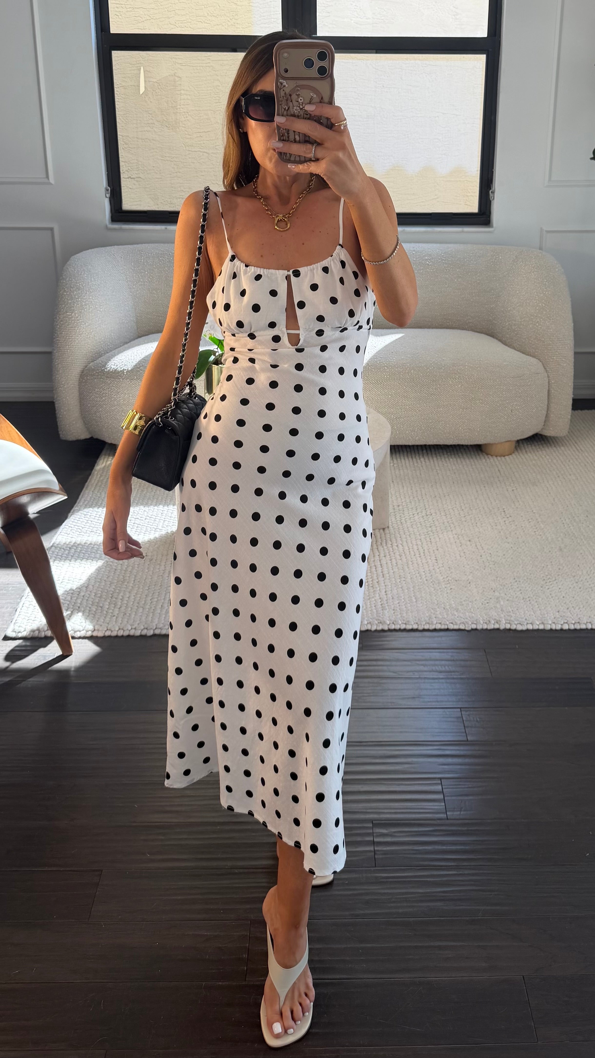 POLKA DOT CUT SLIP DRESS
