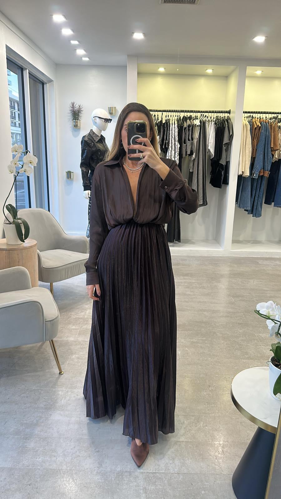 EXPRESSO PLEATED SKIRT