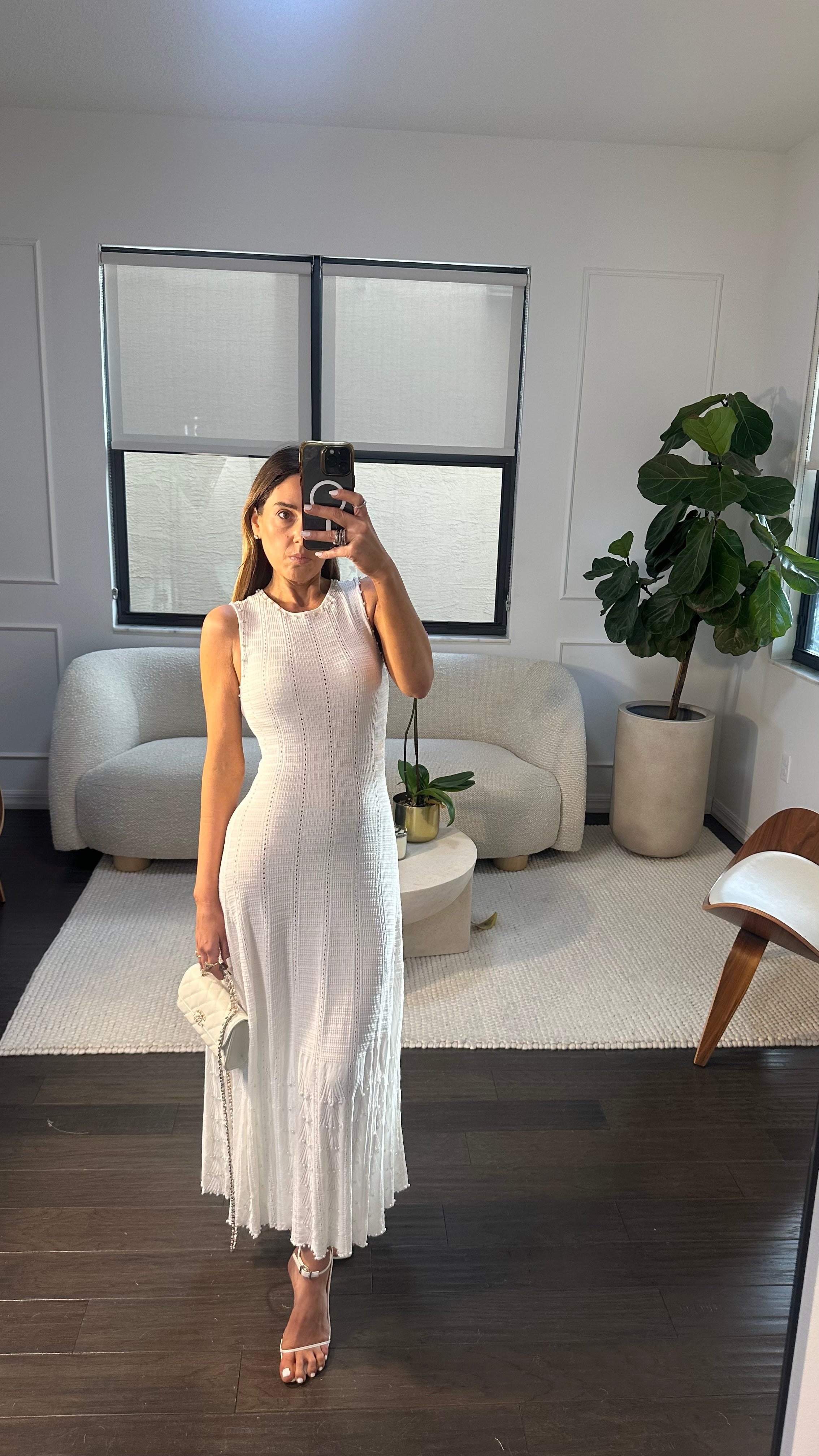 WHITE PEARL KNIT MIDI