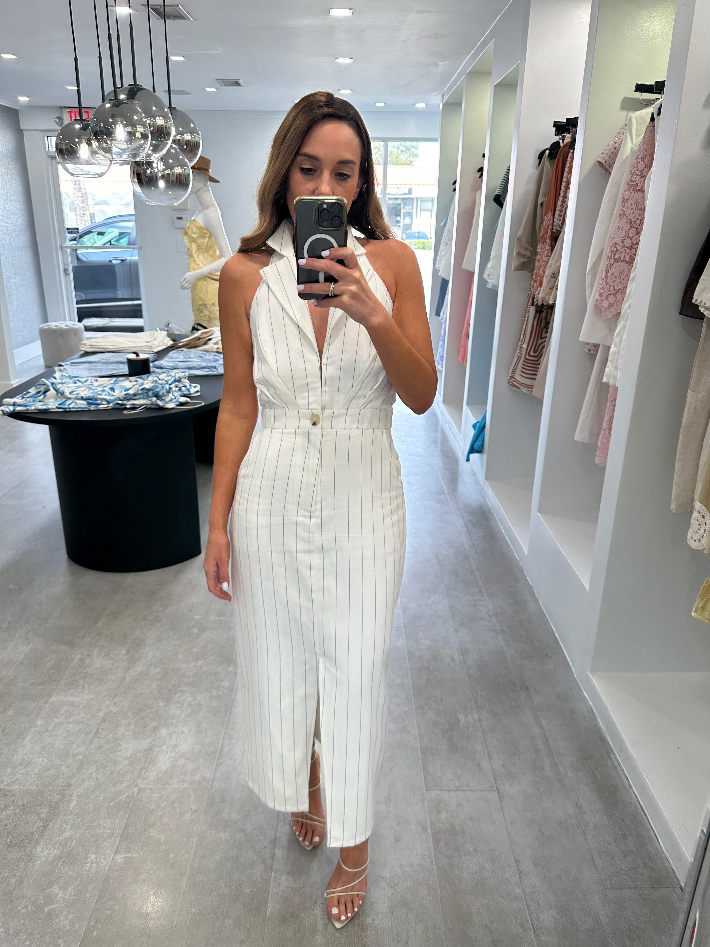 STRIPED TUXEDO DRESS