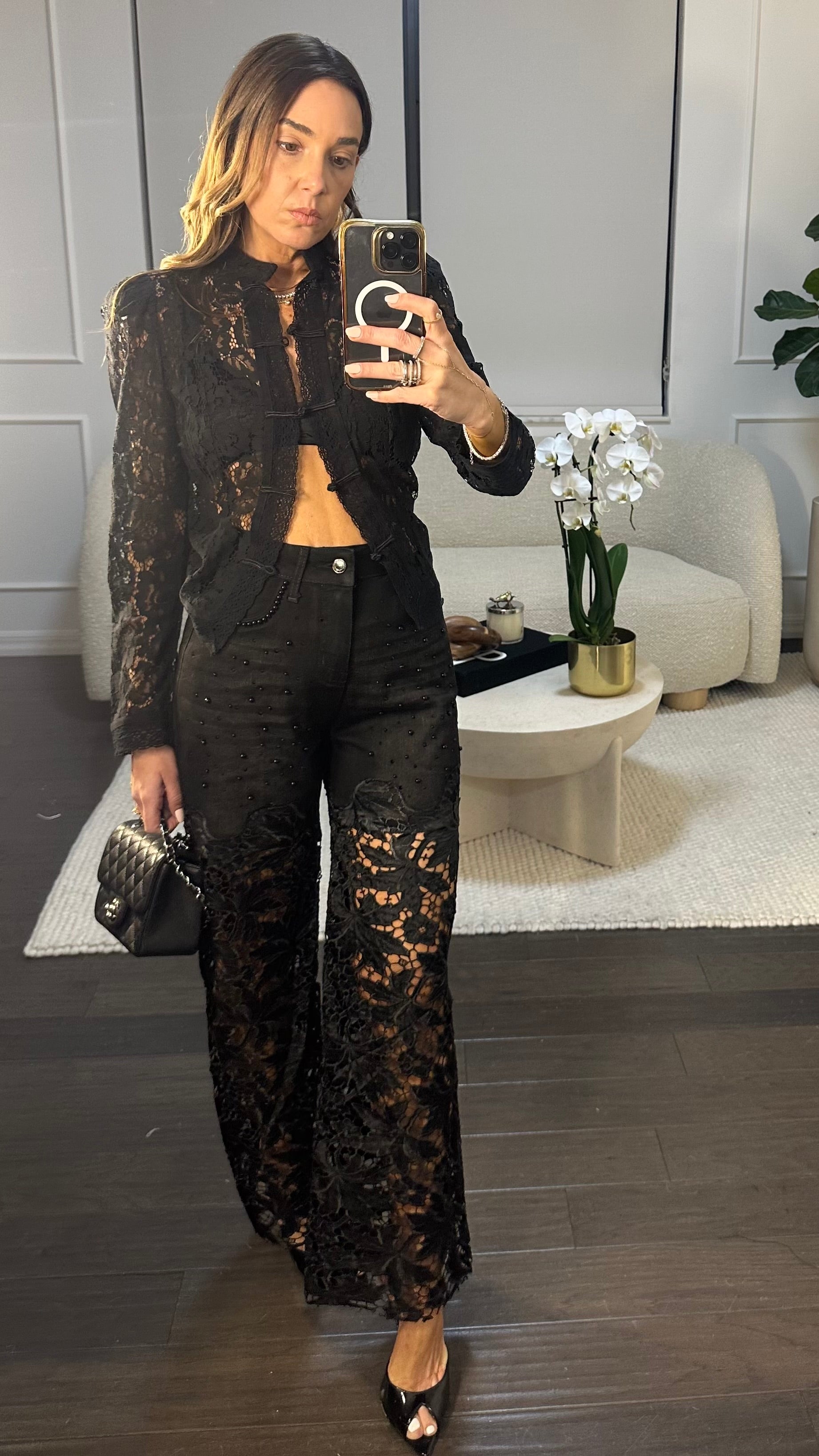 BLACK LACE DENIM