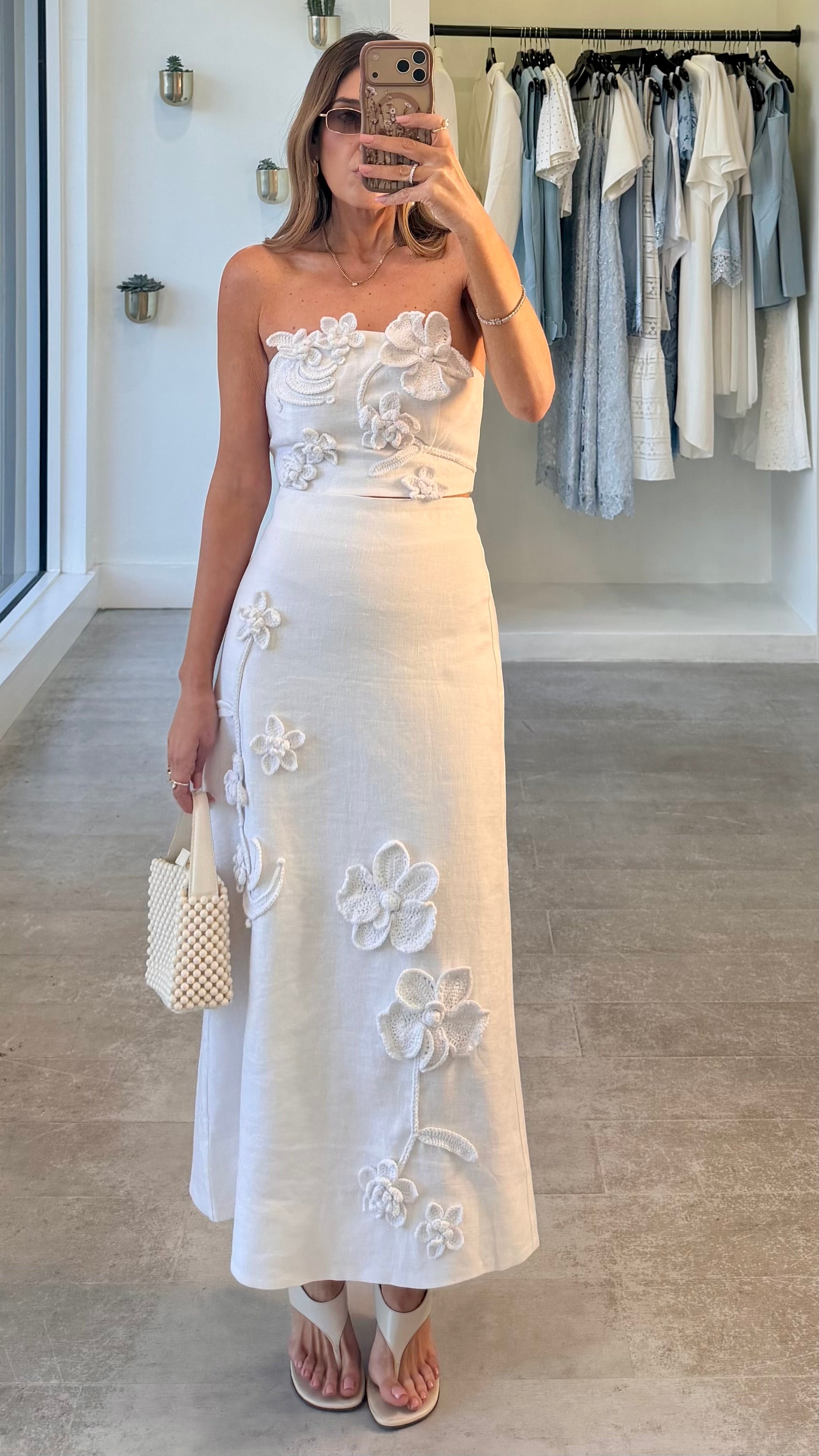 LINEN CROCHET MIDI SET