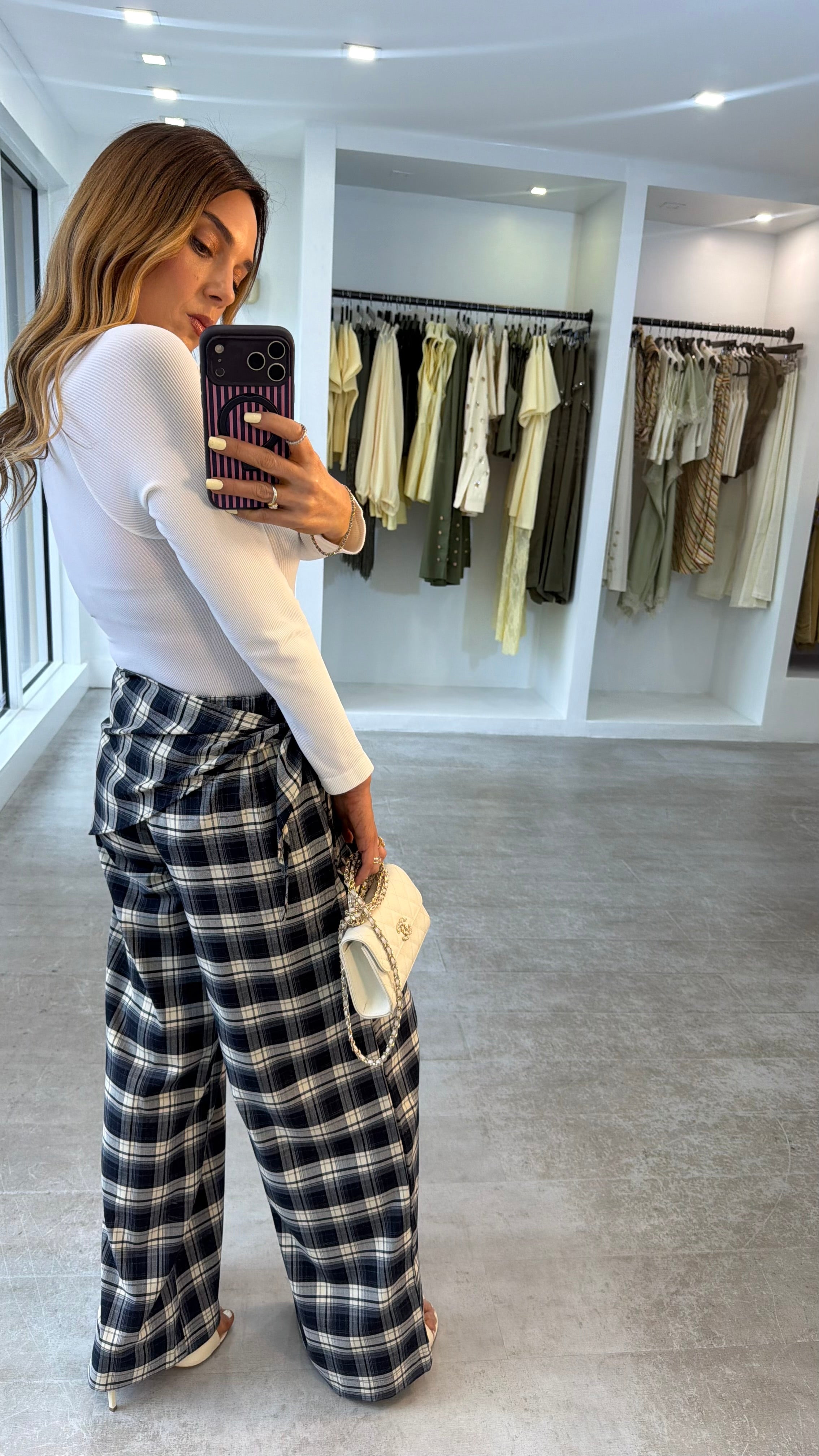 CHECK SCARF PANTS