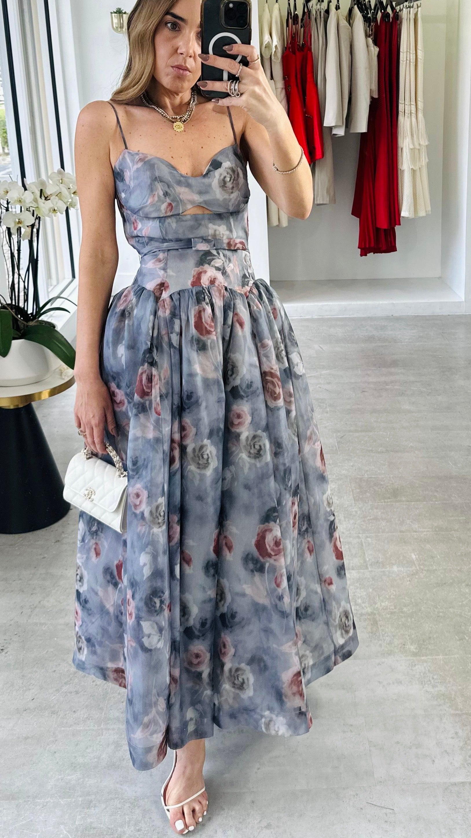 ORGANZA FLORAL MIDI