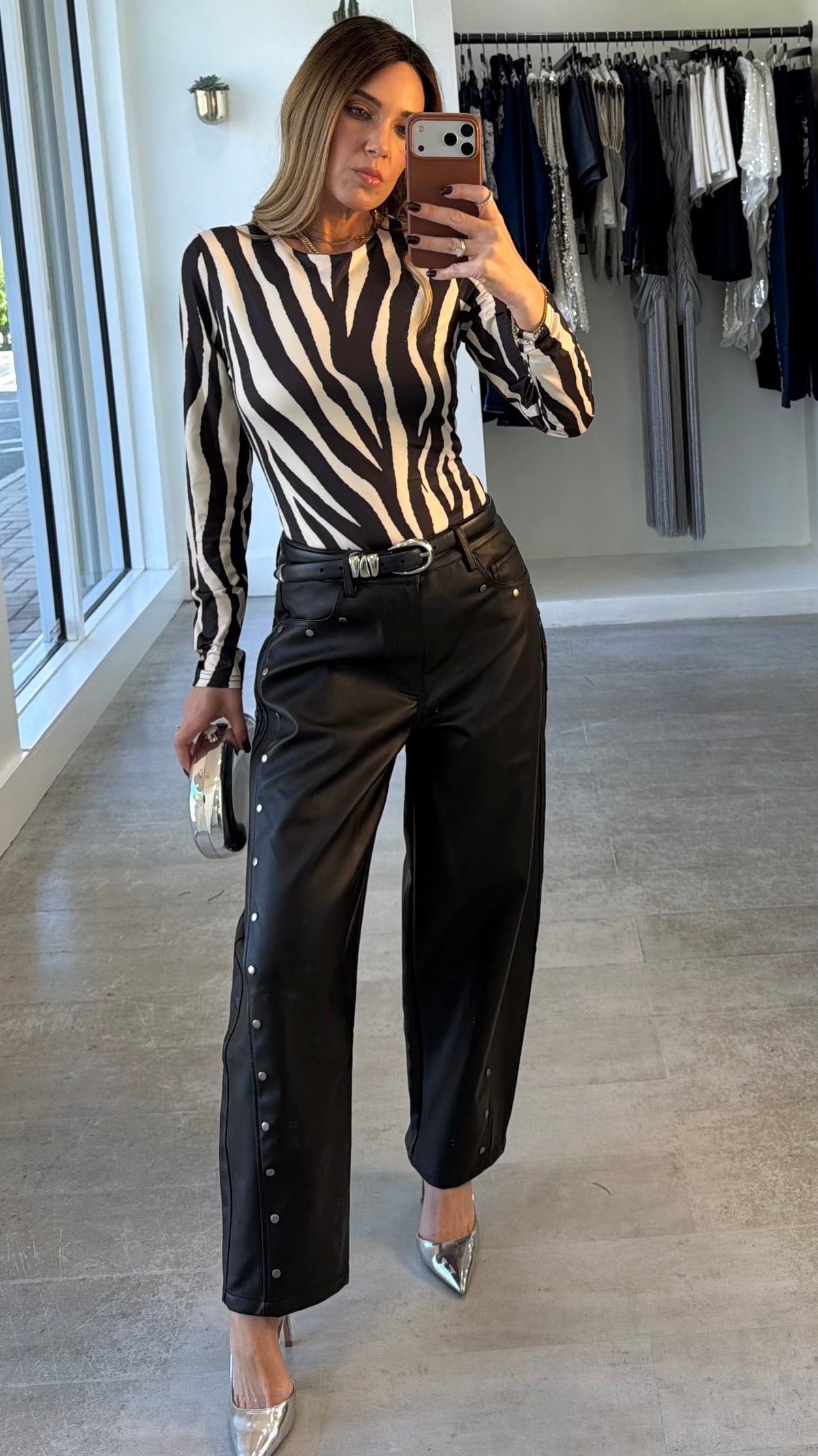 STUDDED LEATHER PANTS