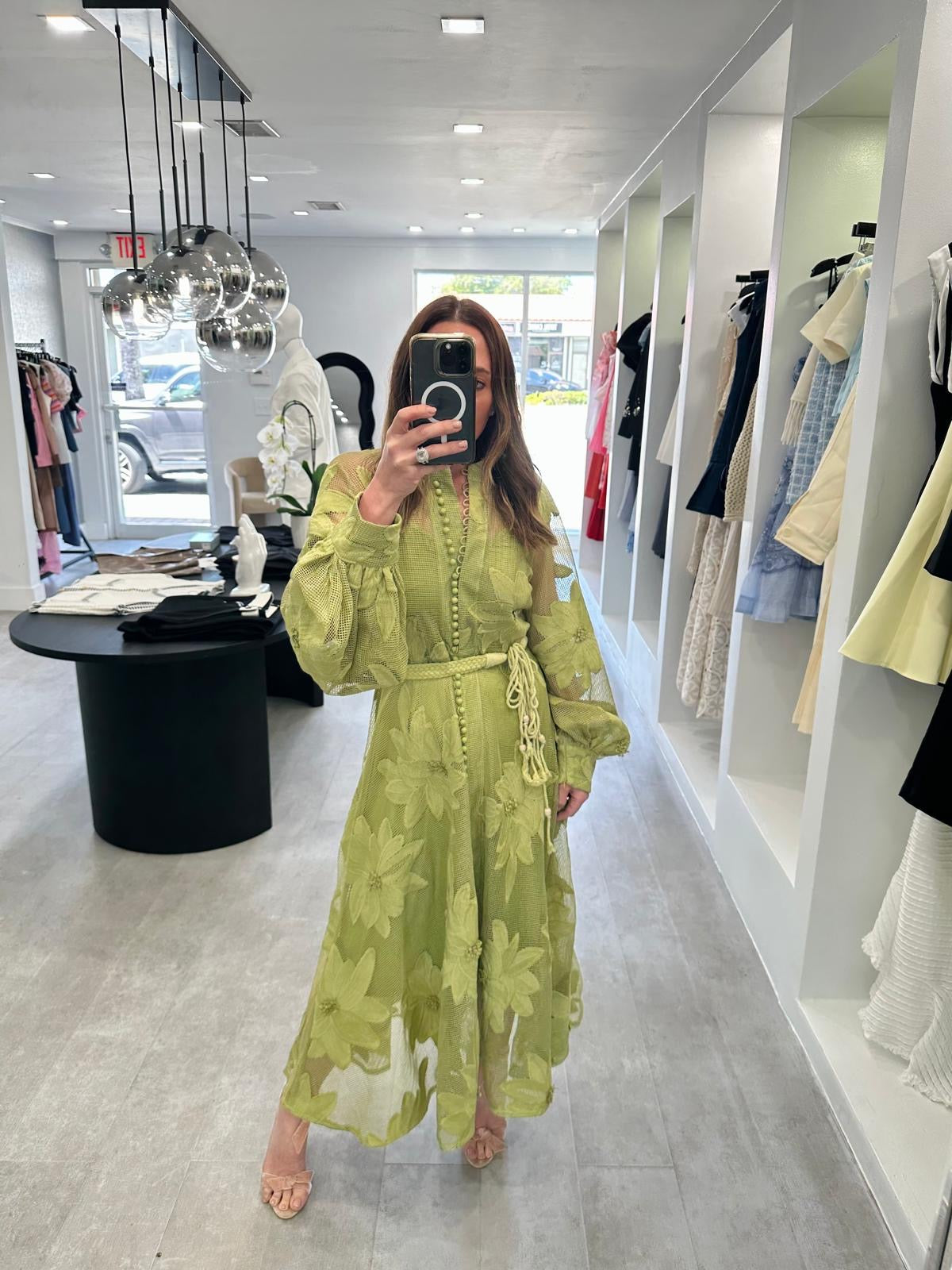 LIME TEXTURED DRESS