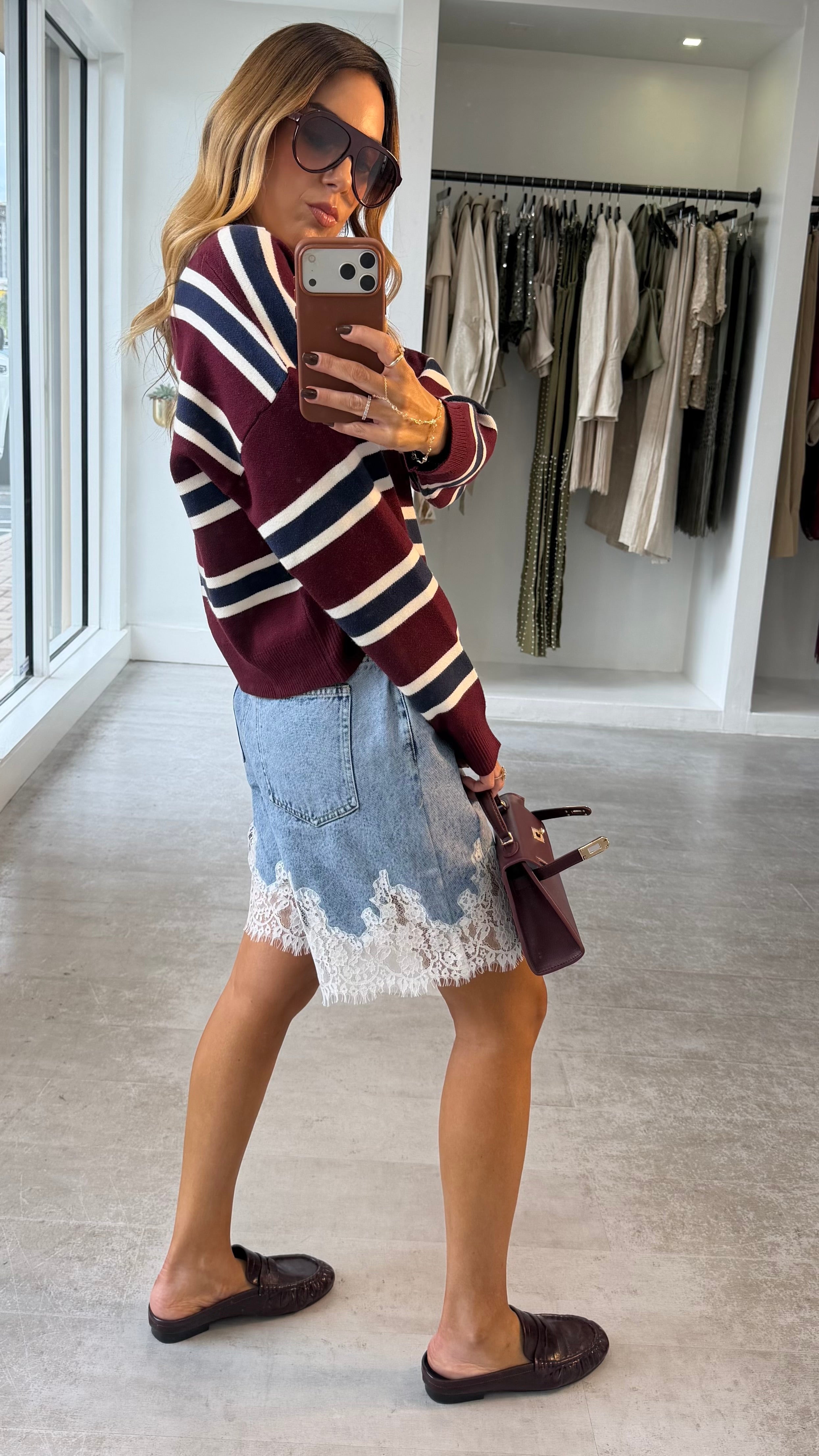 LACE DENIM BERMUDAS