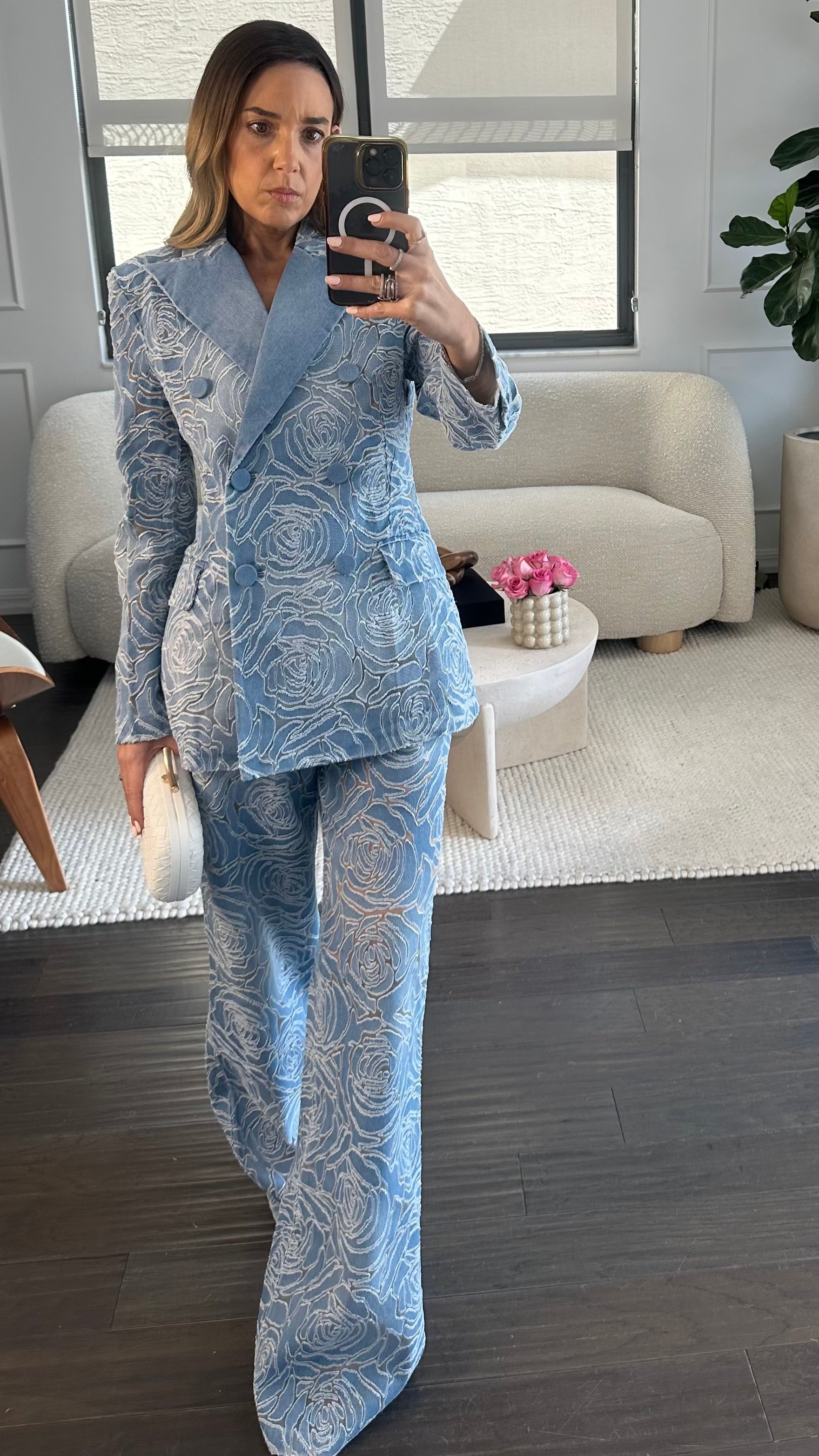 DENIM ROSE BLAZER SET