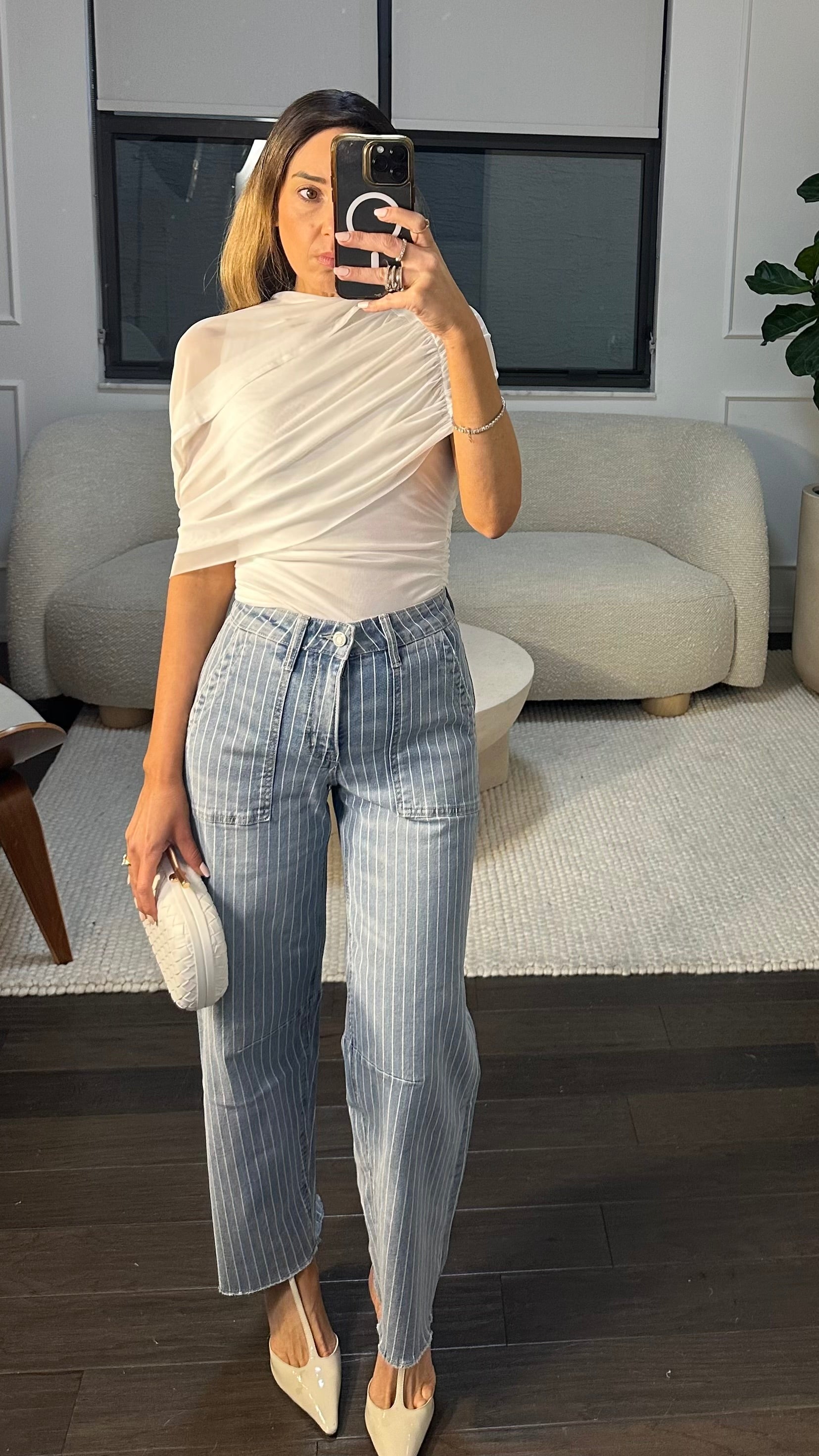 STRIPED DENIM BARREL