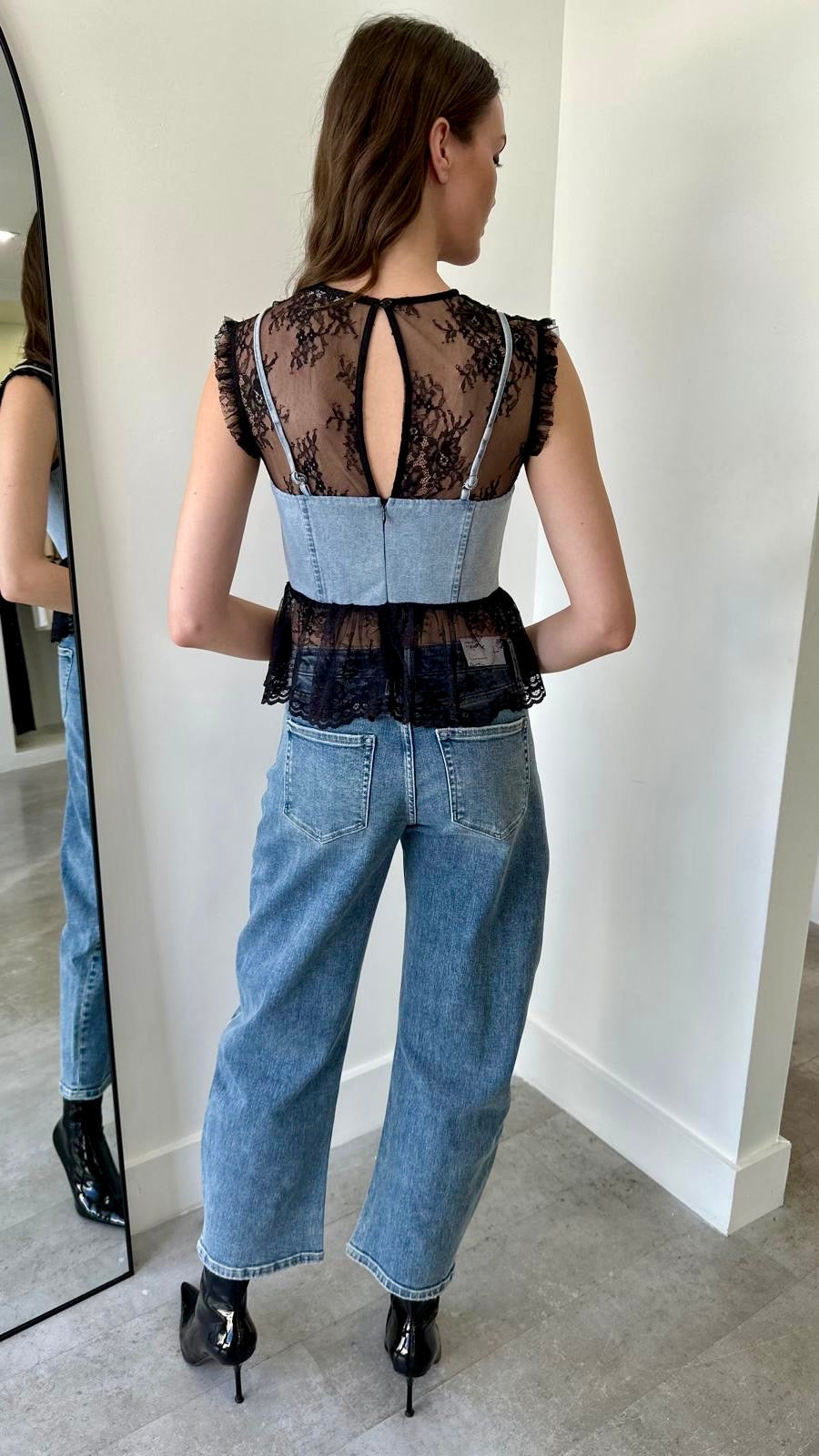 DENIM LACE CORSET TOP