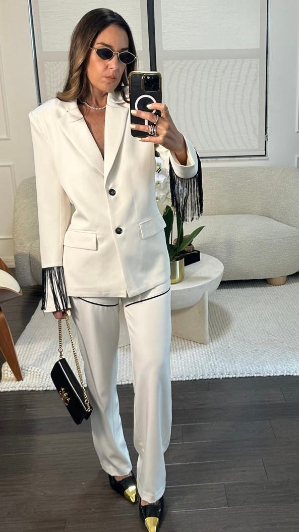BONE FRINGE BLAZER SET