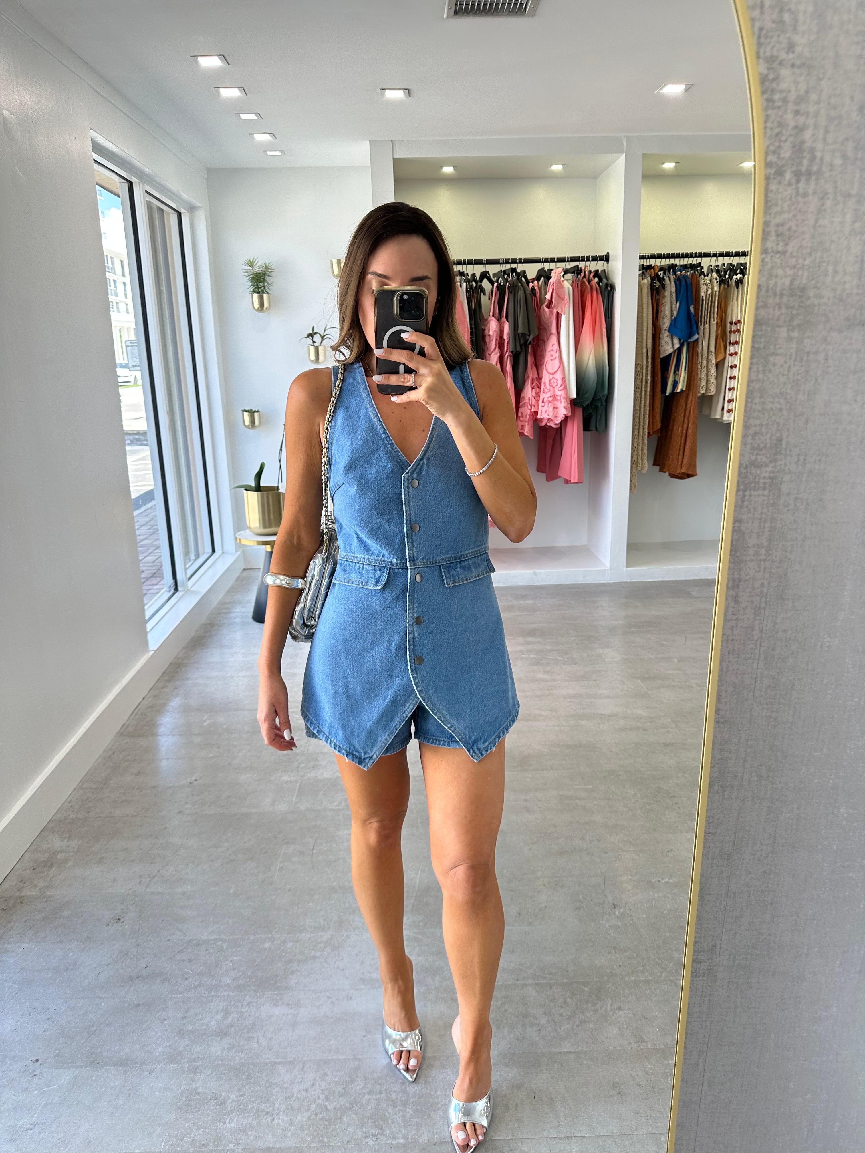THE DENIM UTILITY ROMPER