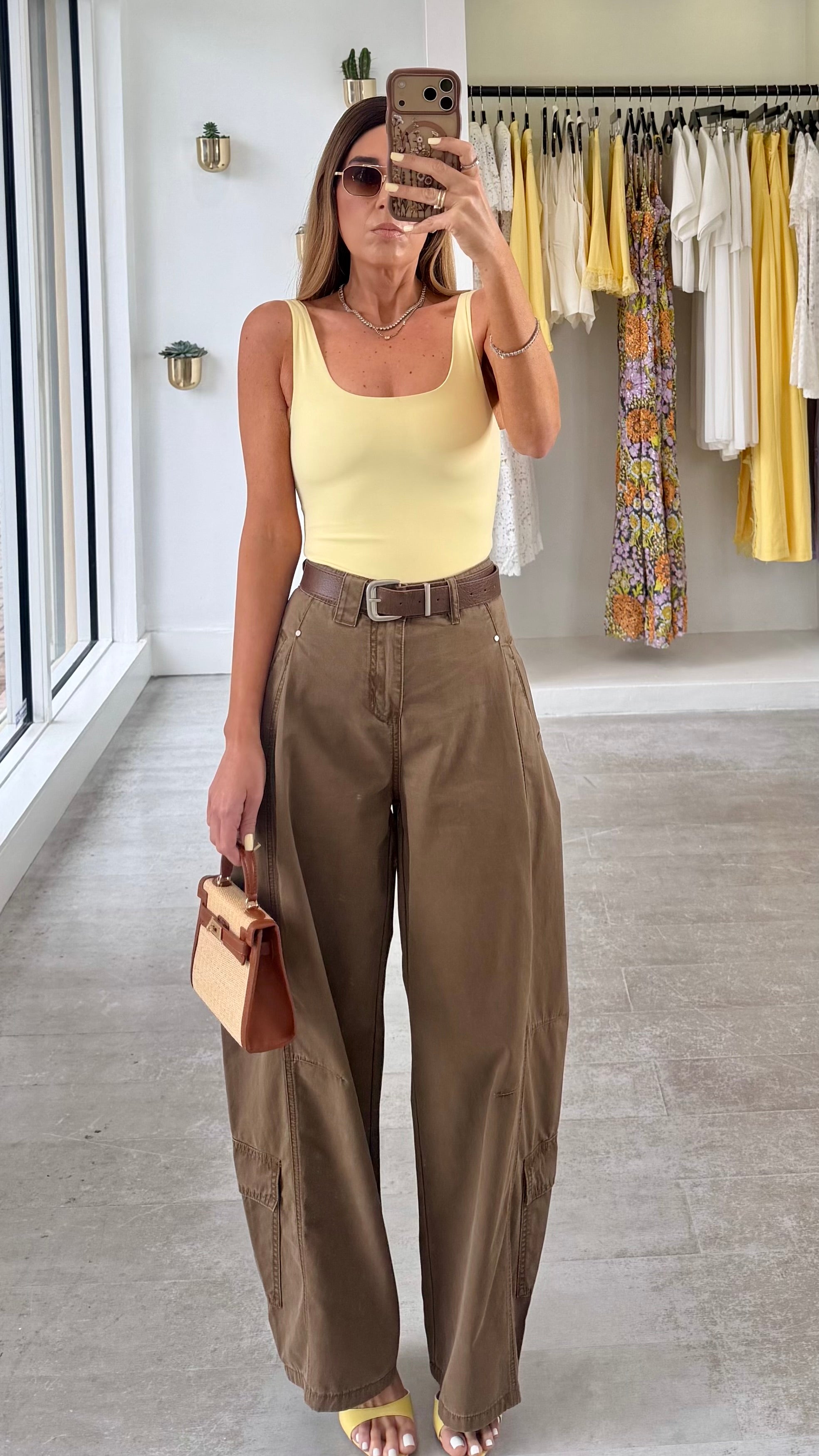 MOCHA BELTED CARGO PANTS