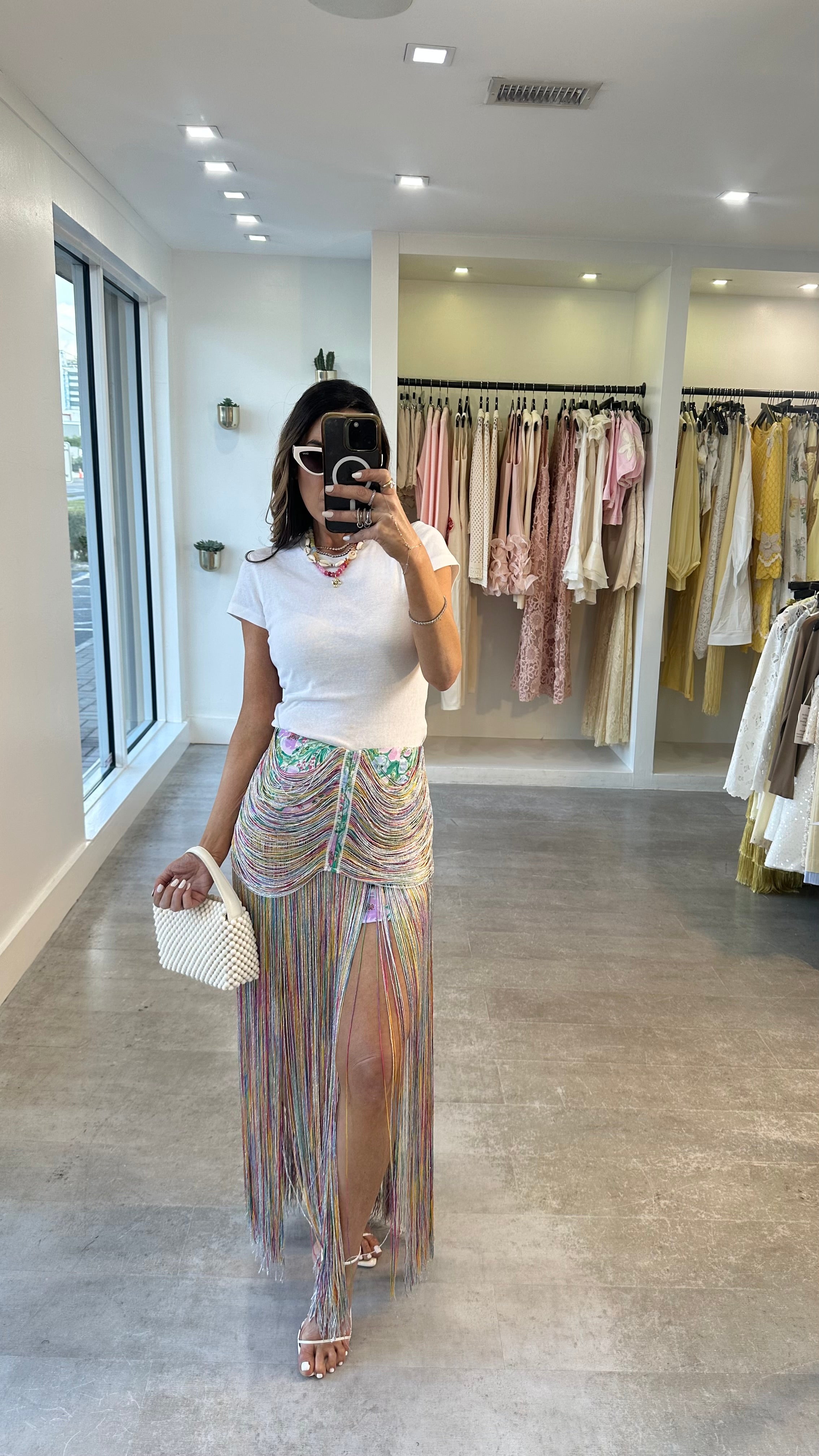 RAINBOW DRIP FRINGE SKIRT