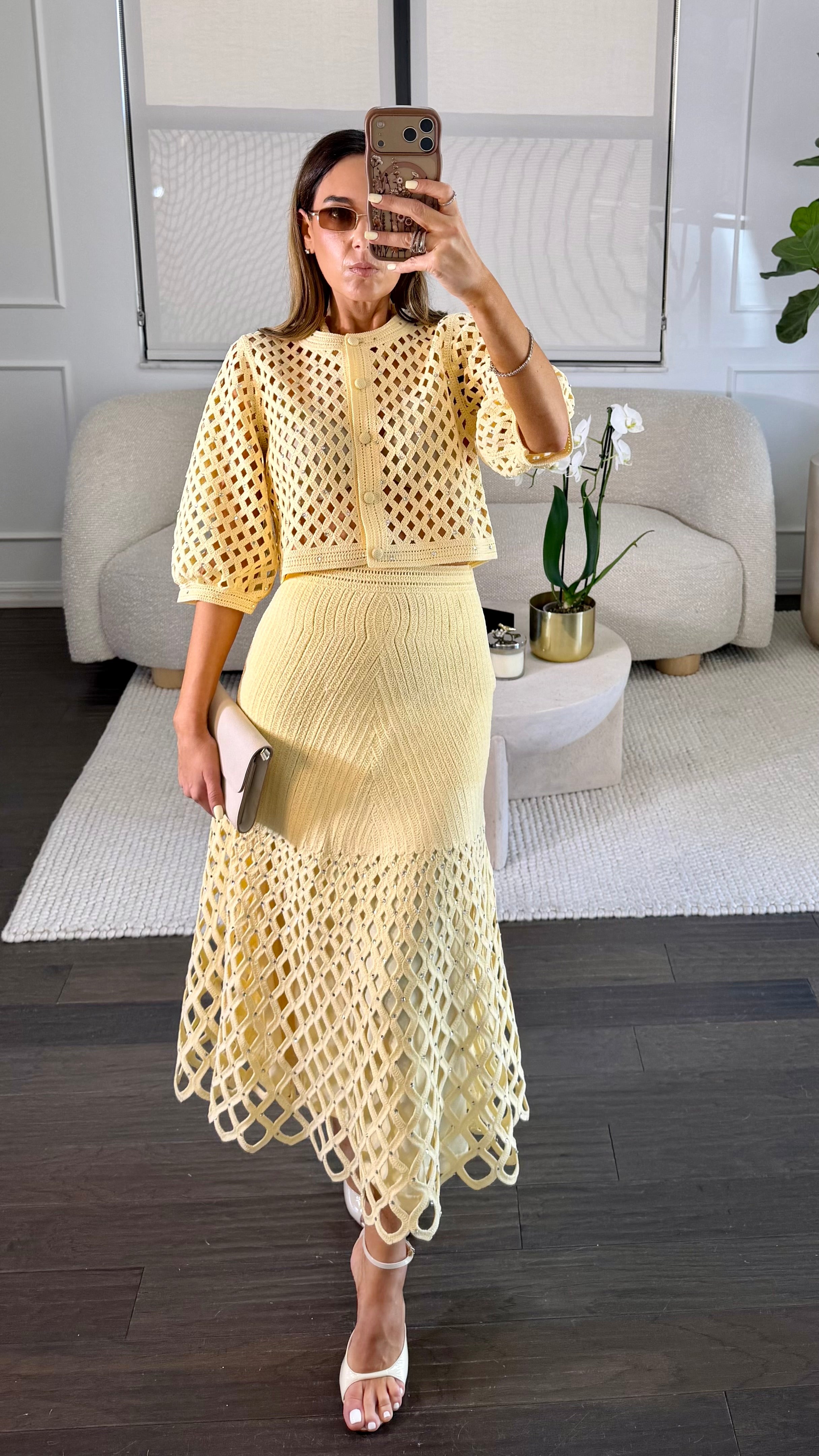 SUNLIT CROCHET CARDI SET