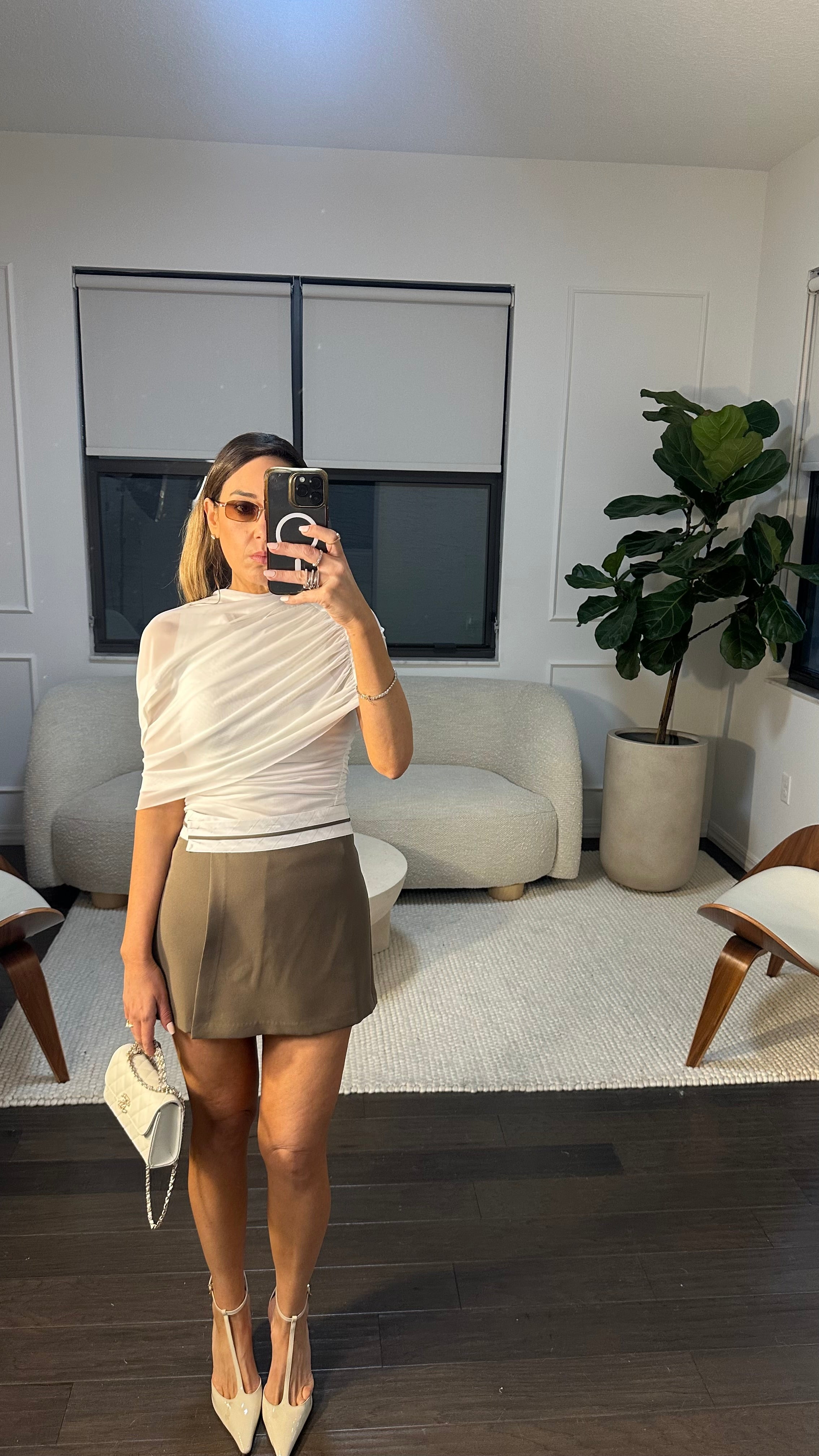 TAUPE CONTRAST SKORT