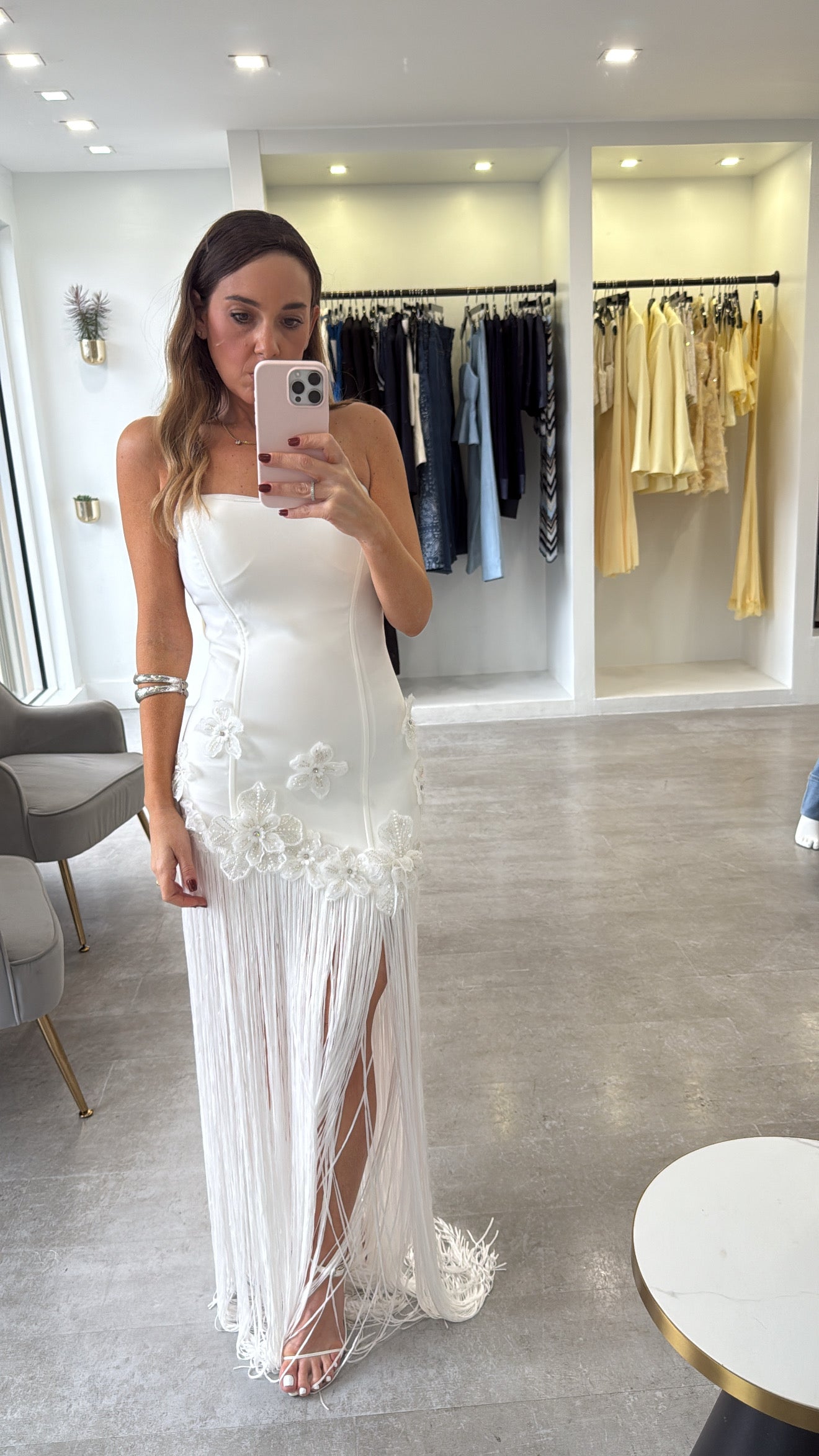 WHITE FRINGE ELAN DRESS