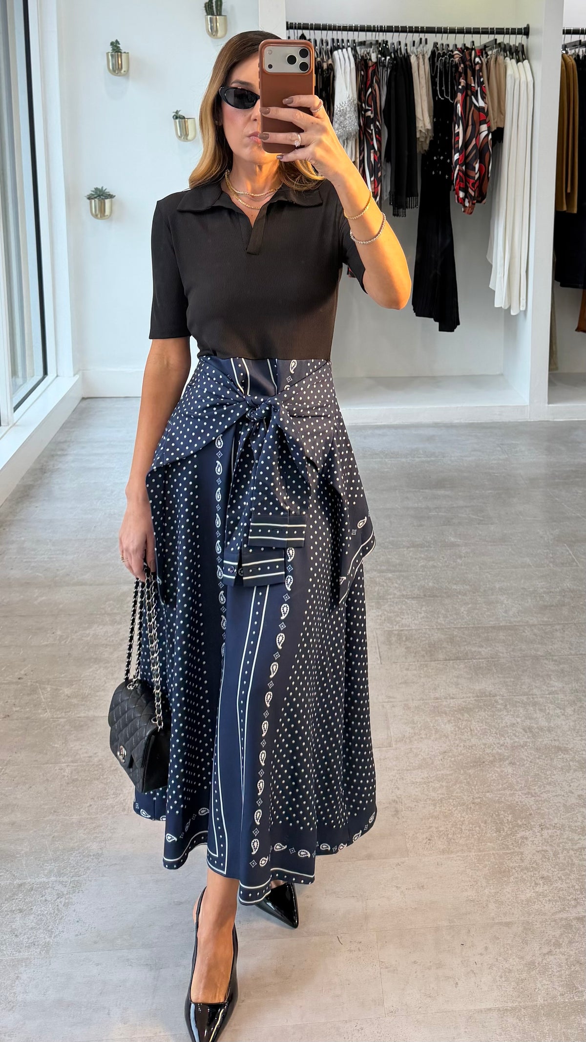 MIDNIGHT PAISLEY MIDI DRESS