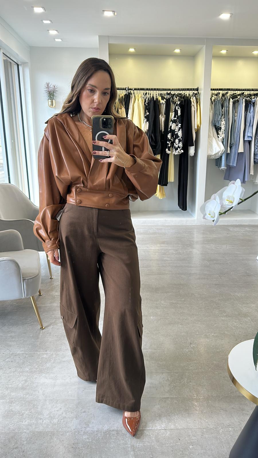 FAUX CAMEL LEATHER JACKET