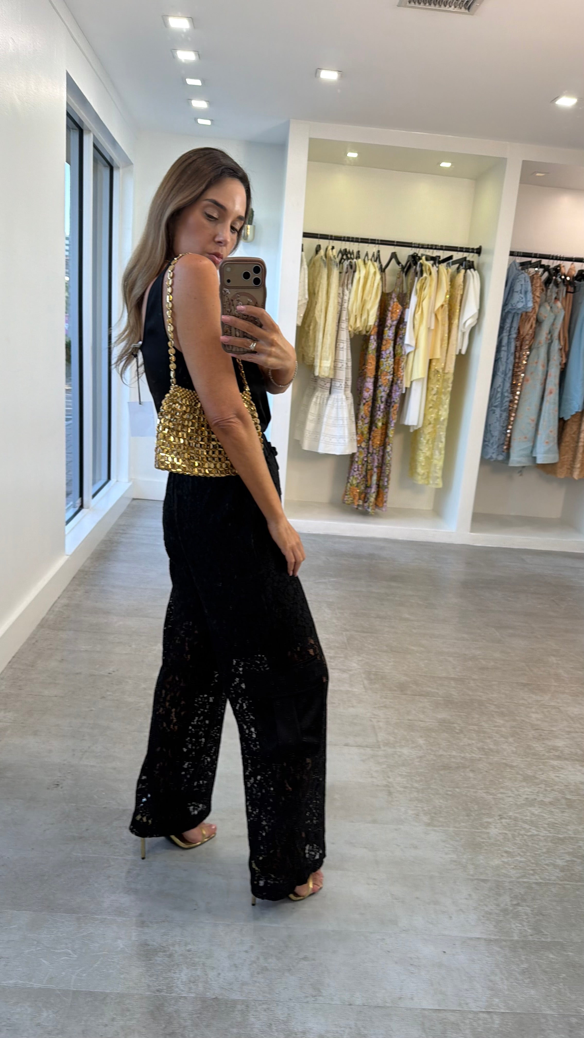 BLACK LACE TROUSERS