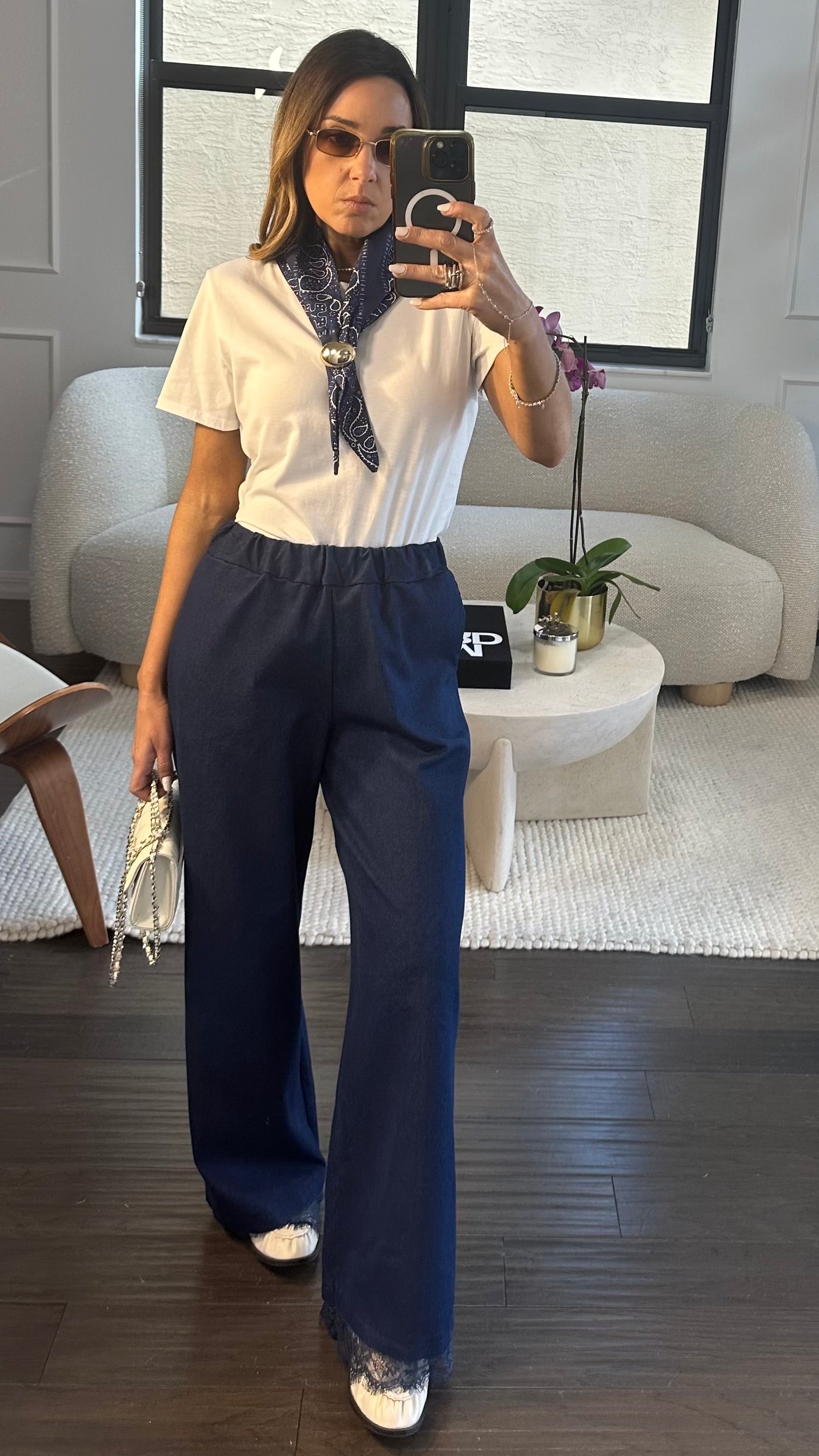 BLUE LINEN BANDANA SET