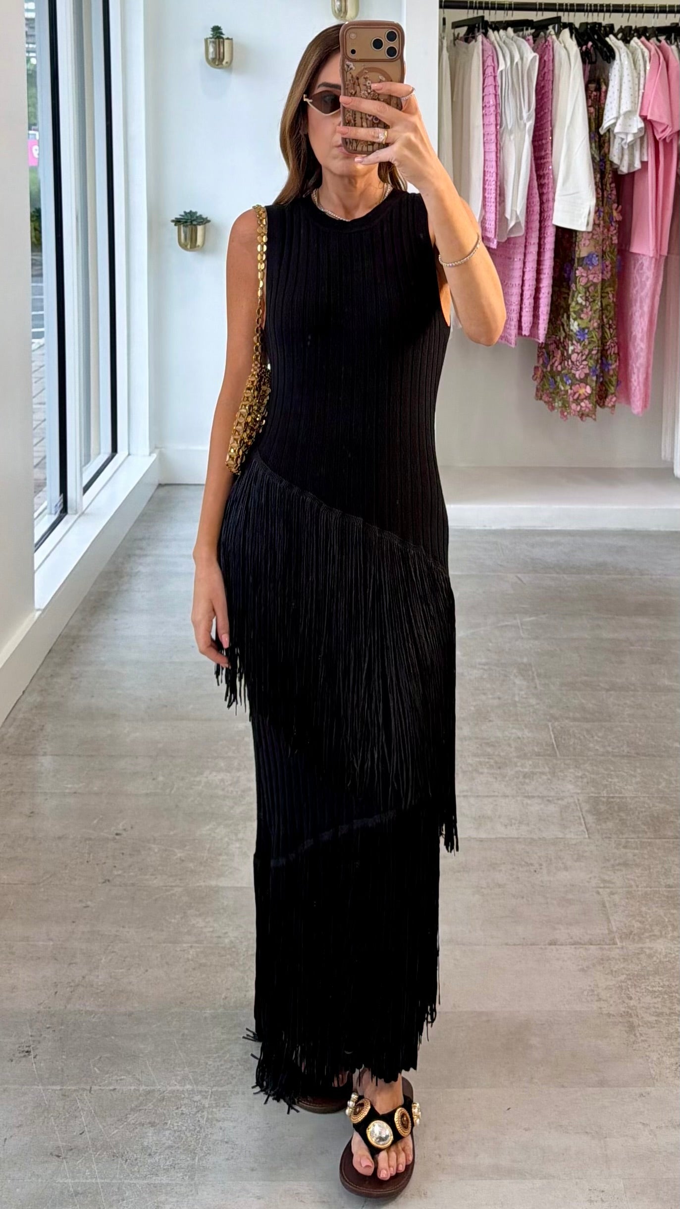 NOIR KNIT FRINGE DRESS