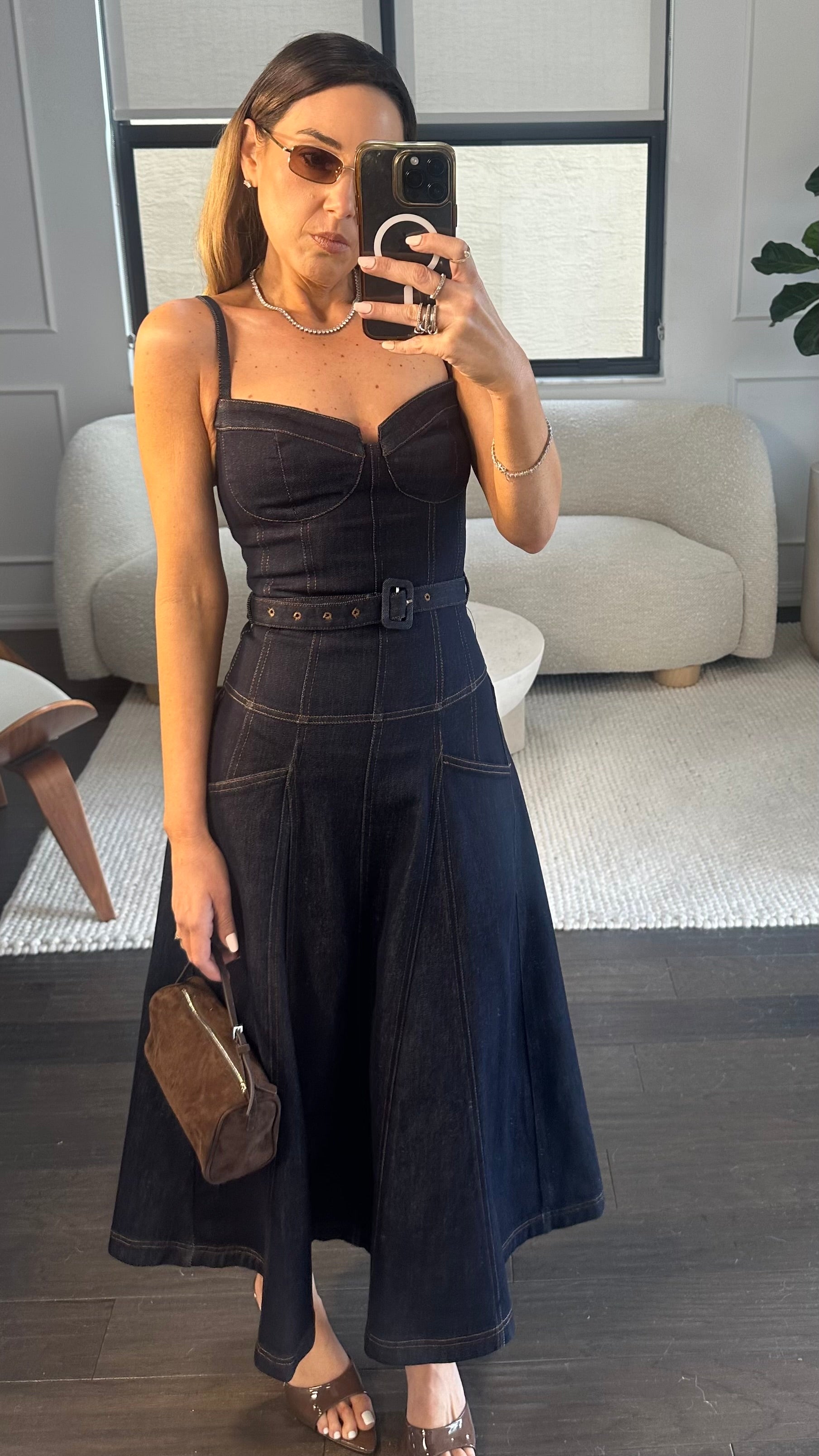 DARK DENIM CORSET MIDI