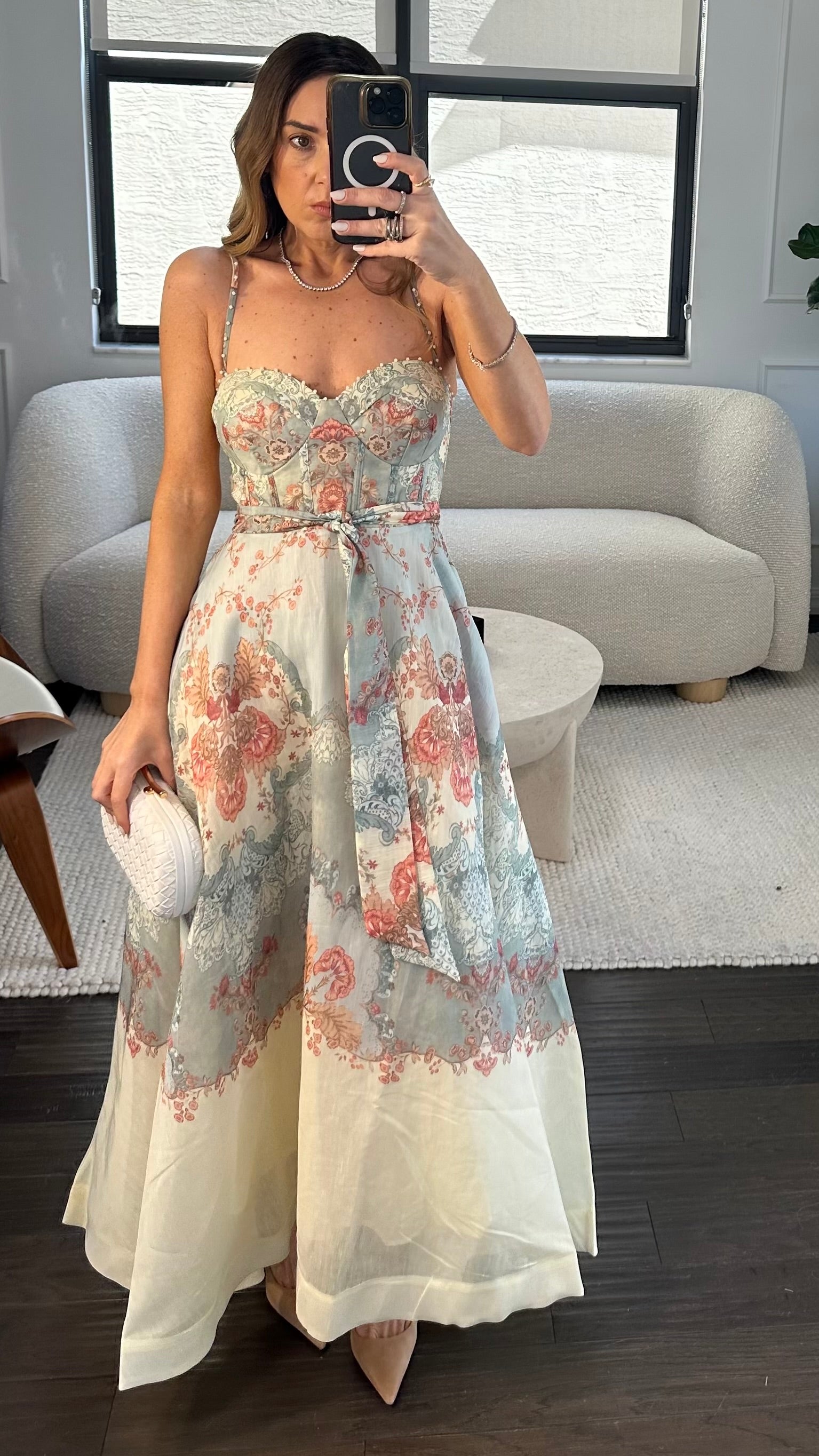 AQUA FLORAL CORSET MIDI