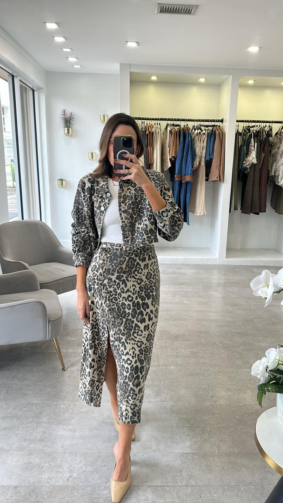 LEOPARD DENIM BOMBER