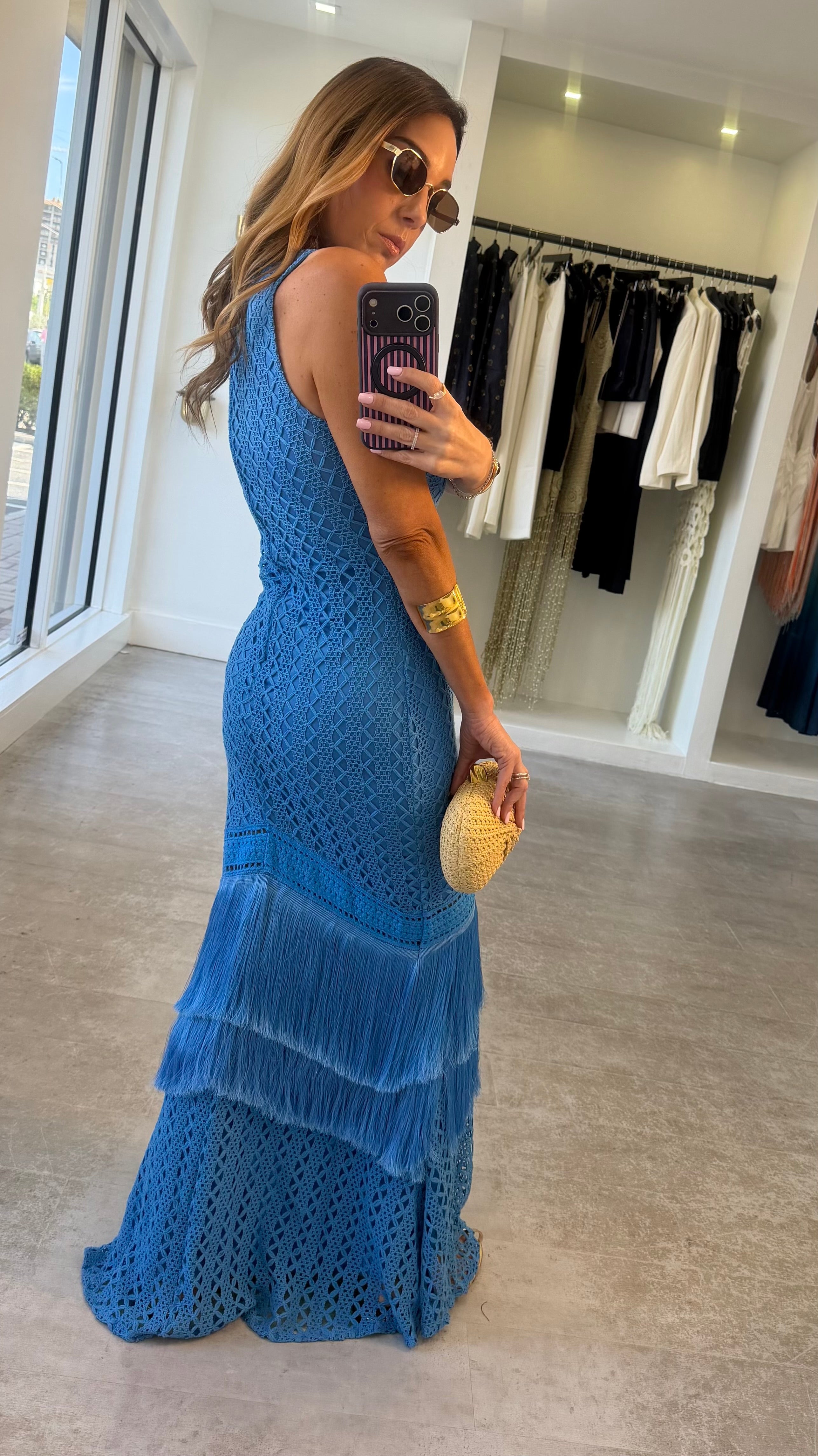 SANTORINI FRINGE DRESS