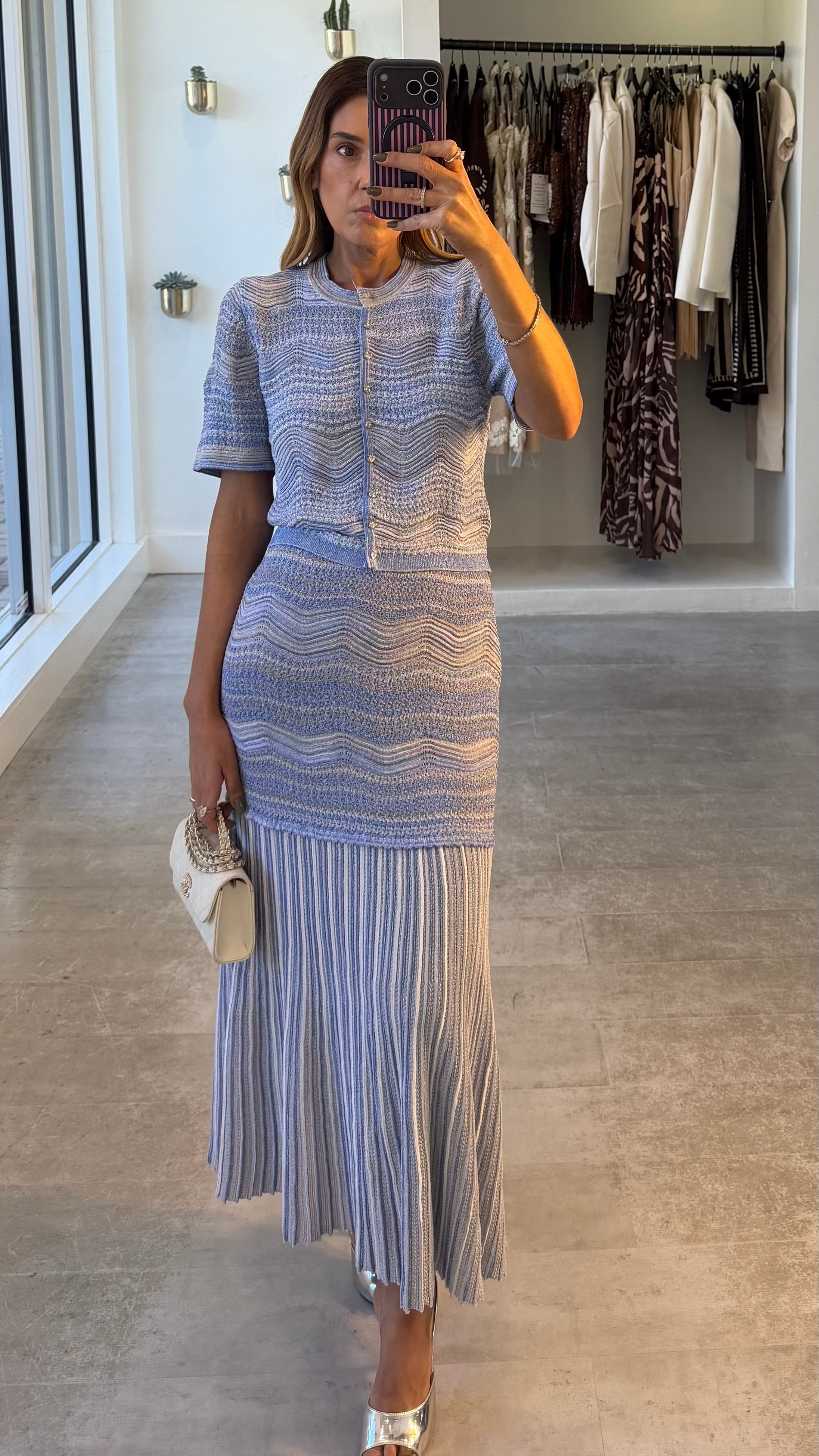 BLUE ZIGZAG SKIRT SET