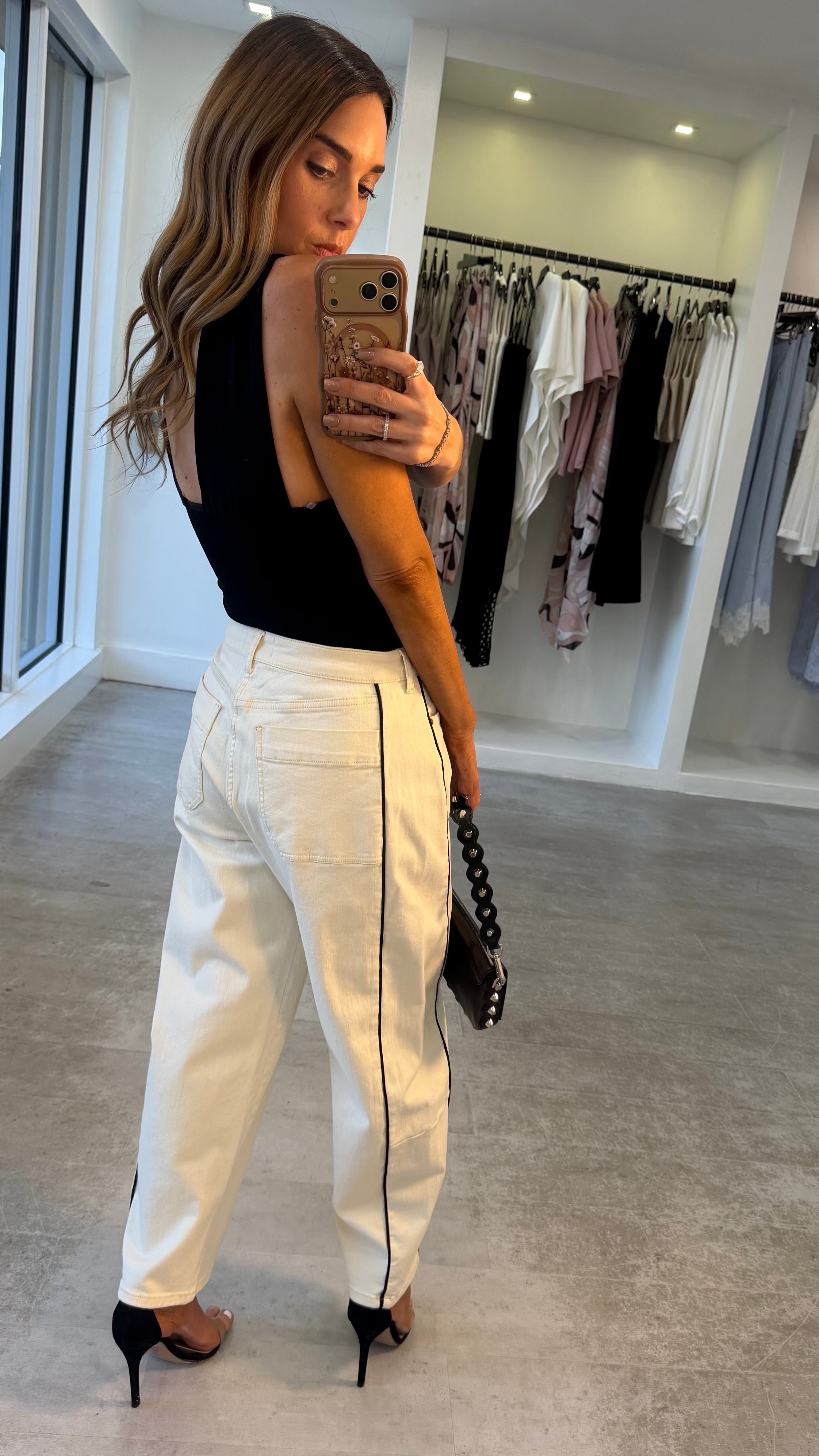 BONE STRIPE DENIM