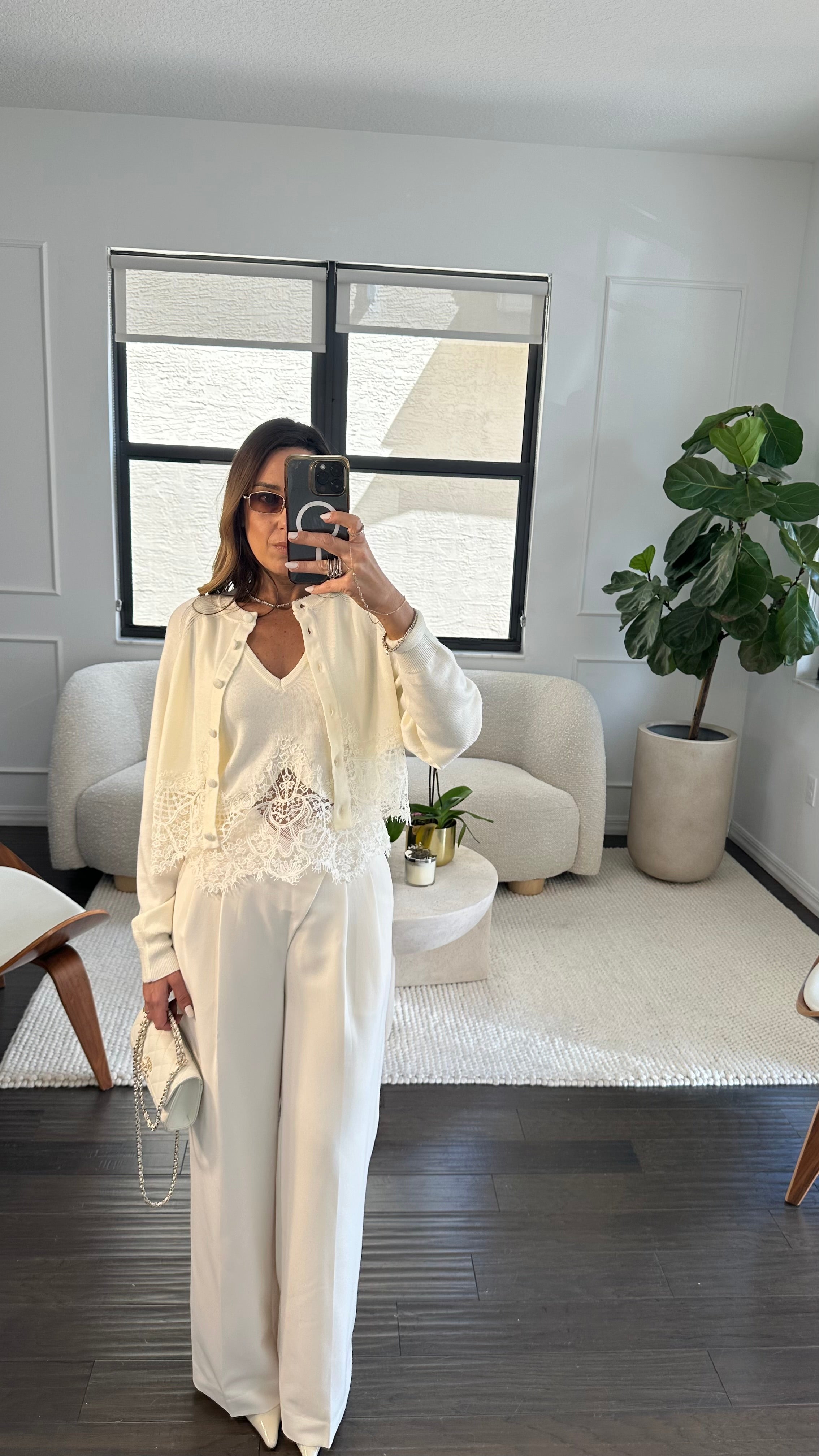 EGGSHELL CROSSOVER TROUSERS