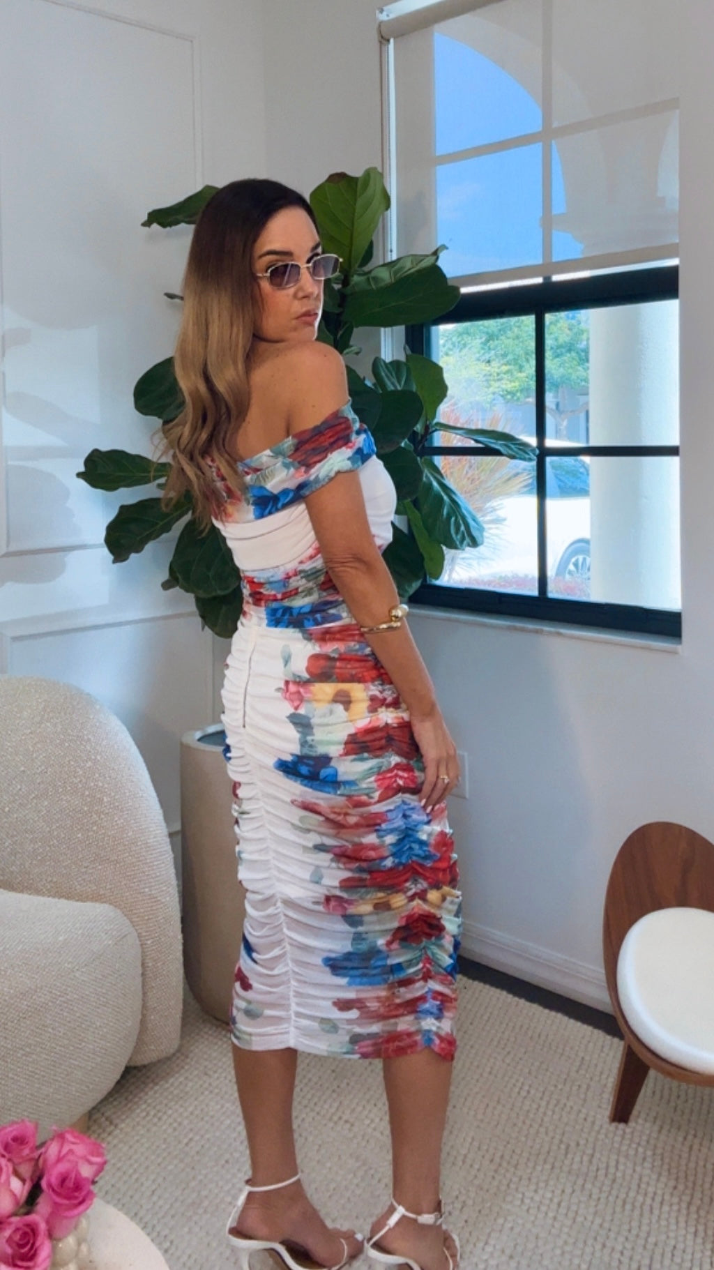 WHITE FLORAL SKIRT SET