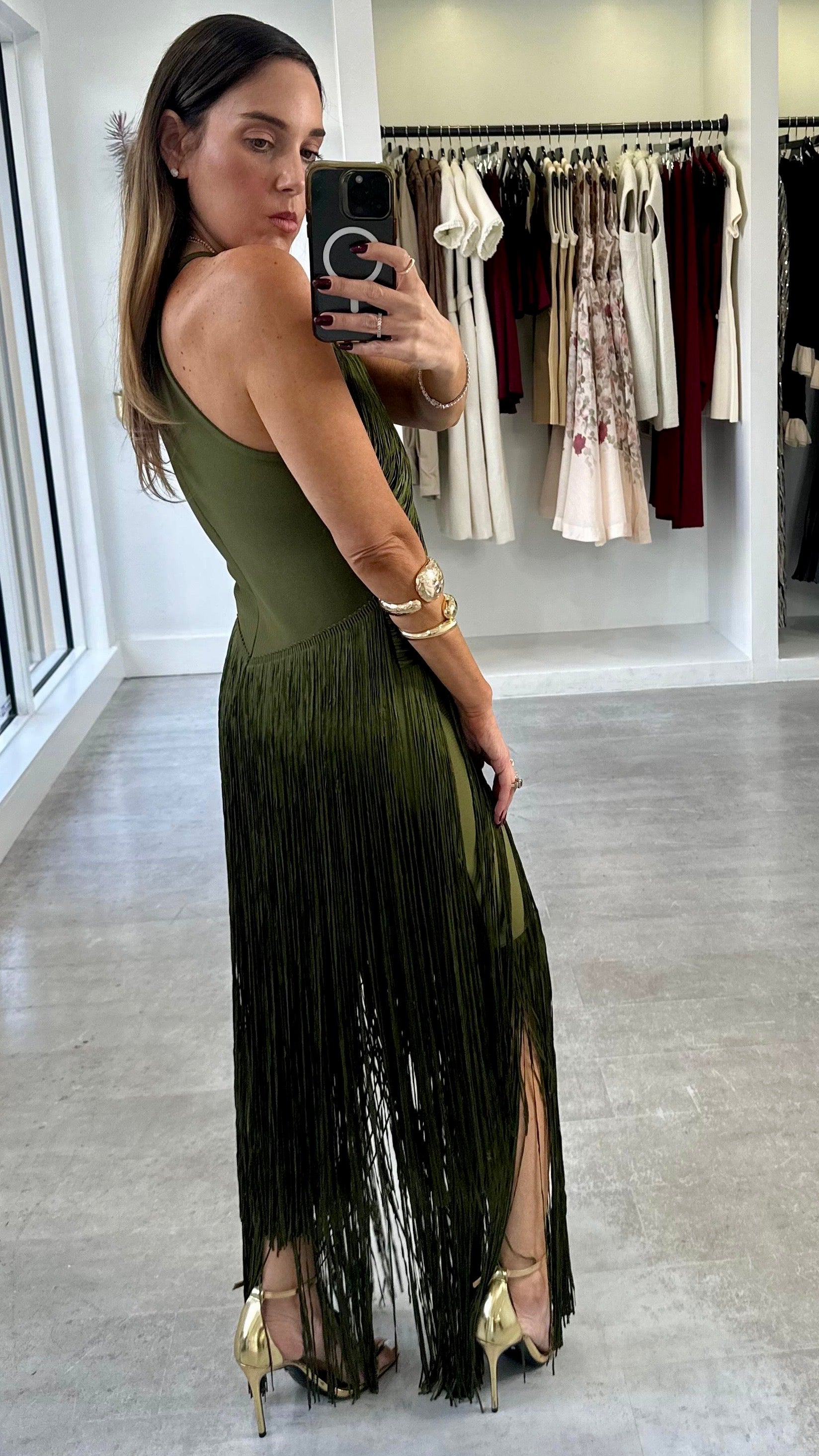 VERDE FRINGE GOWN