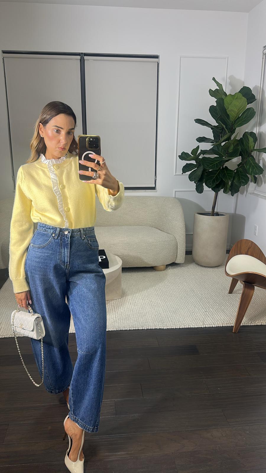 BUTTER-YELLOW POLO CARDI