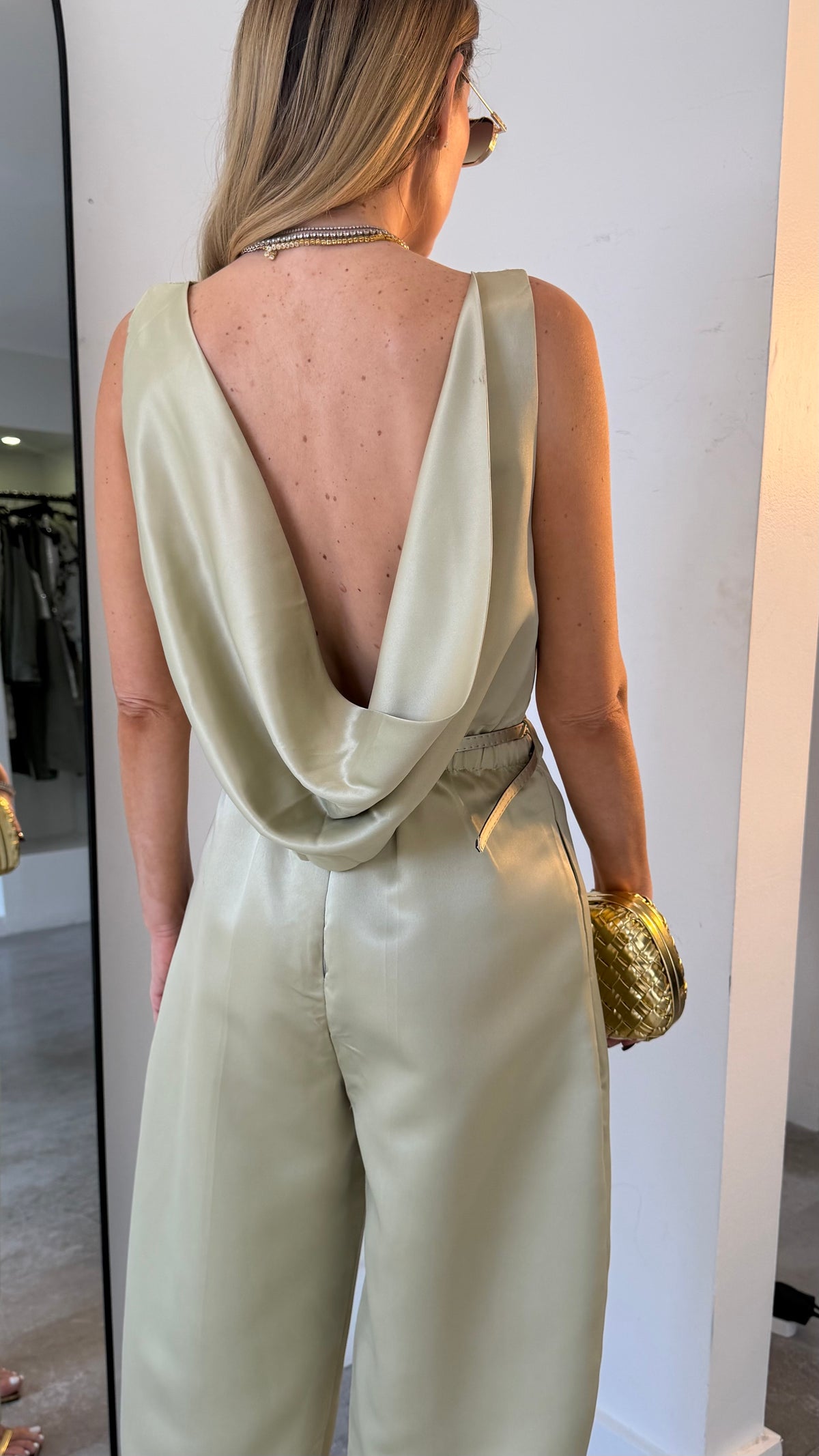 SAGE DRAPE JUMPSUIT