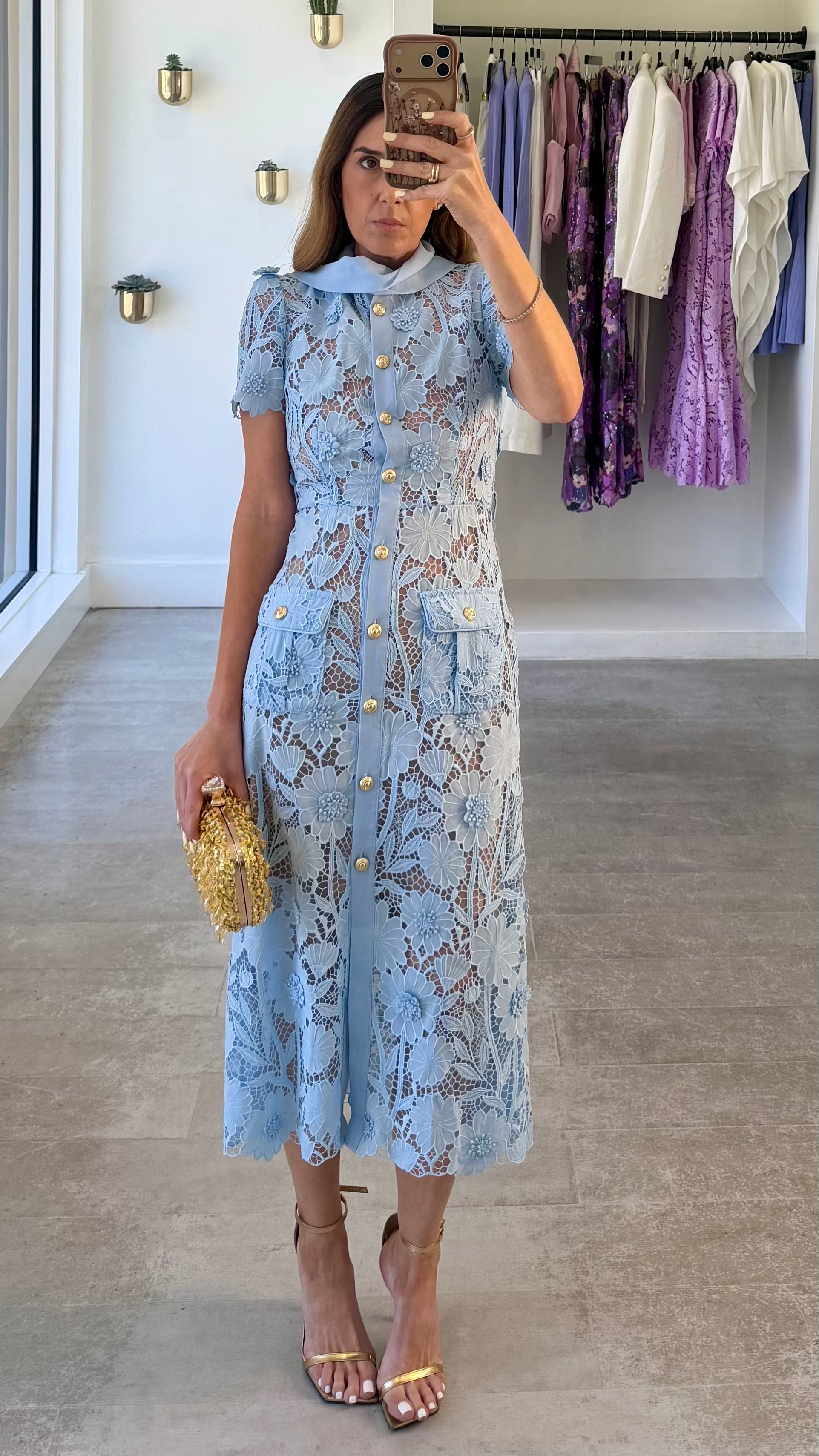 BABY BLUE LACE MIDI