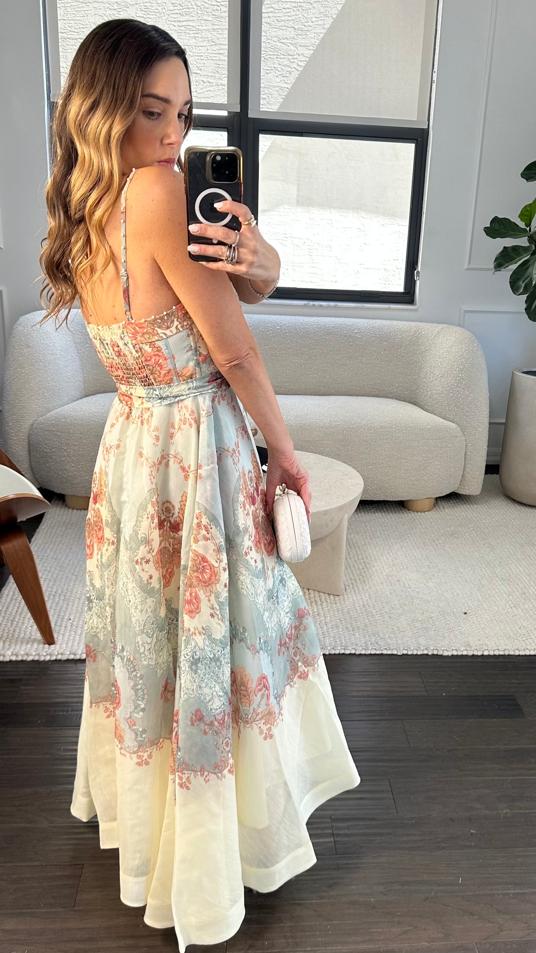 AQUA FLORAL CORSET MIDI