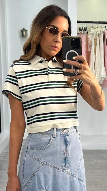 GREEN STRIPE POLO