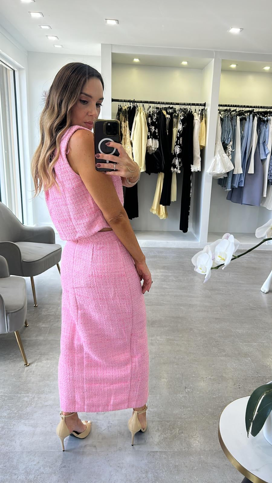 PINK TWEED MIDI SET