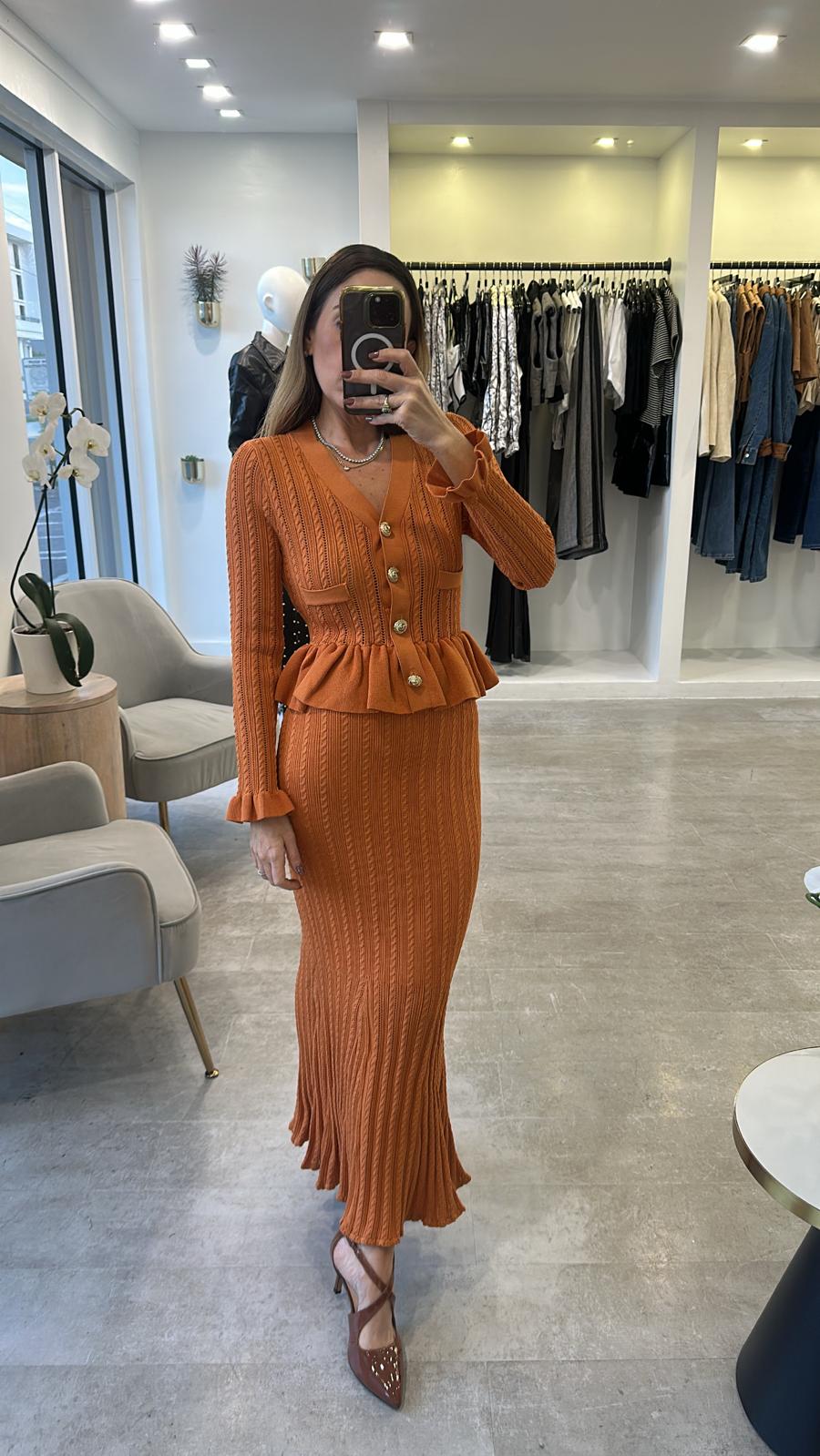 TERRA GOLD PEPLUM MIDI