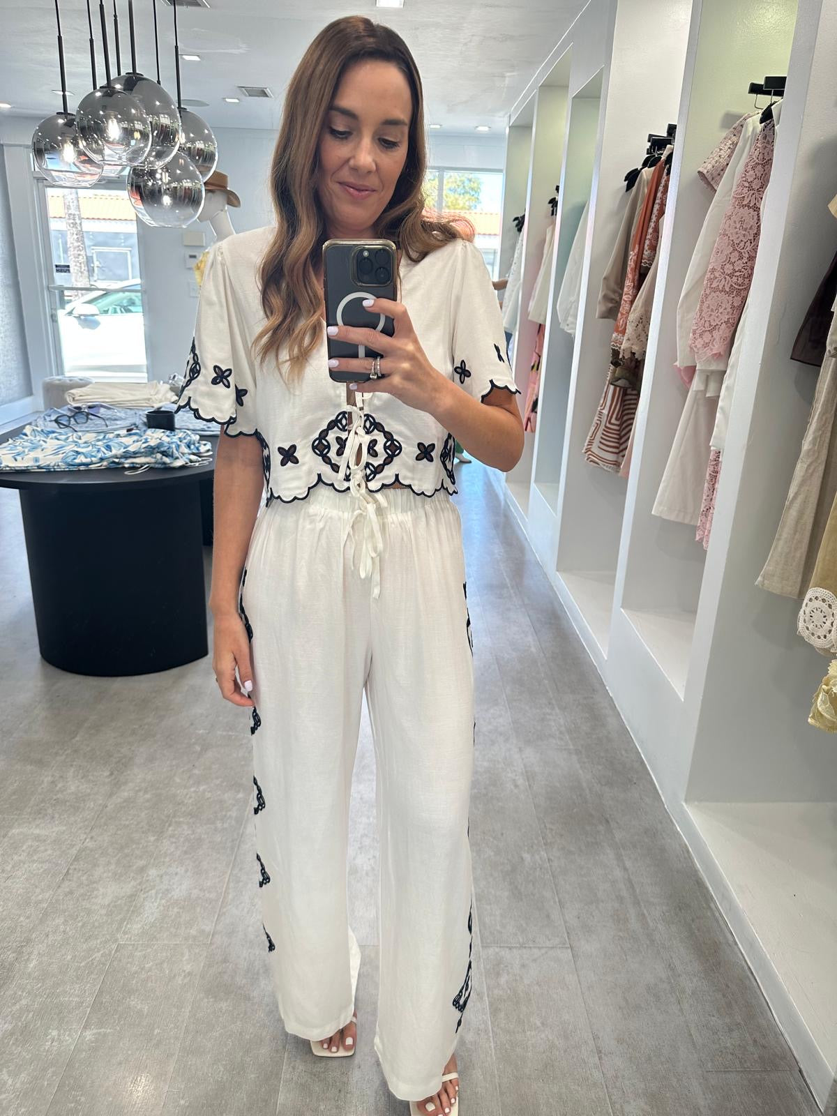 NAVY EMBROIDERED SET