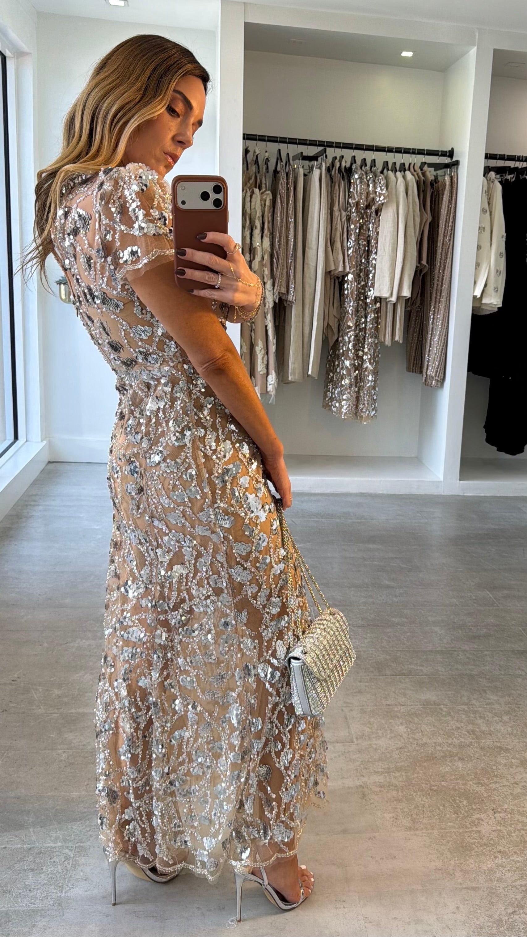NUDE STARDUST DRESS