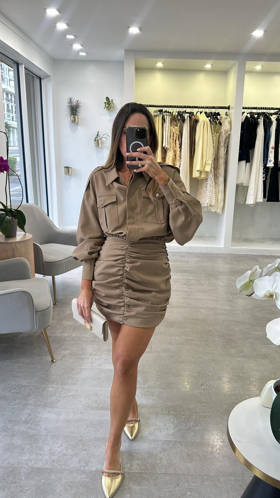THE TRENCH RUCHED DRESS