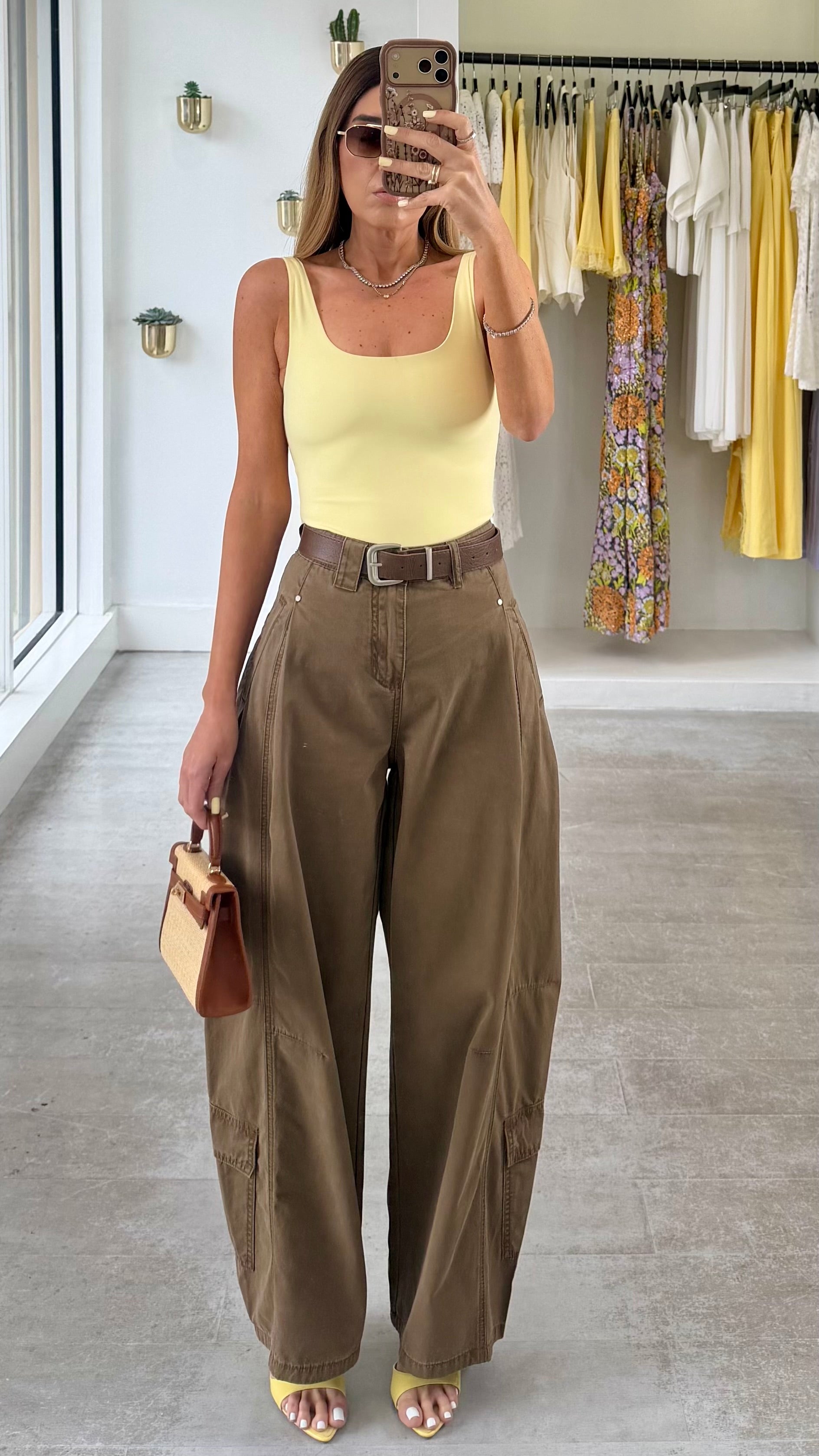 MOCHA BELTED CARGO PANTS