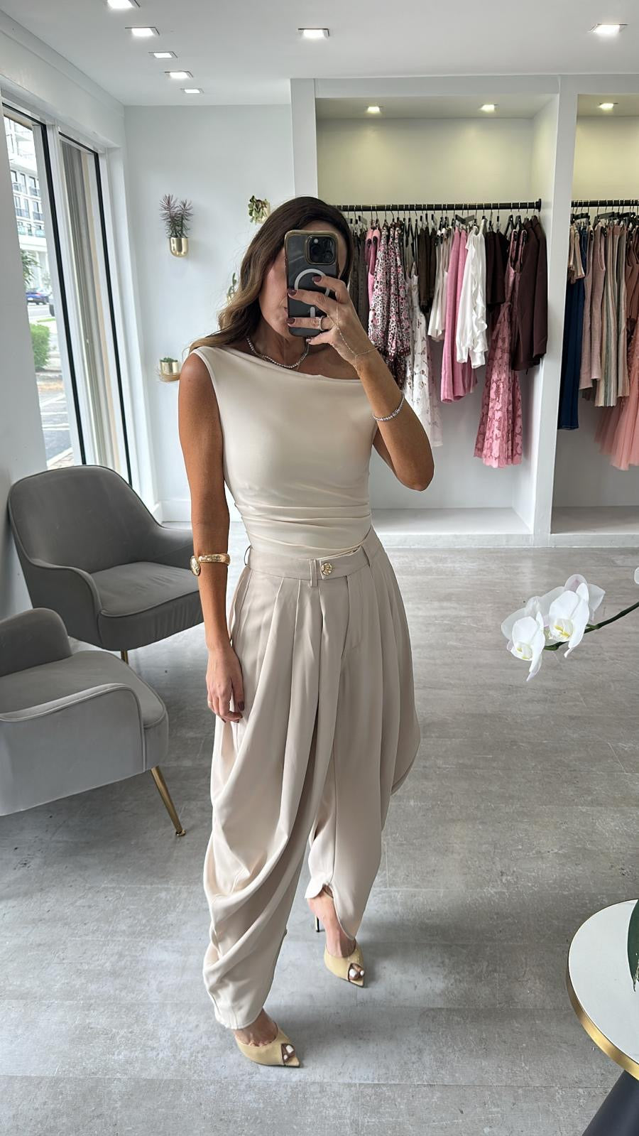 ECRU DRAPE TROUSERS