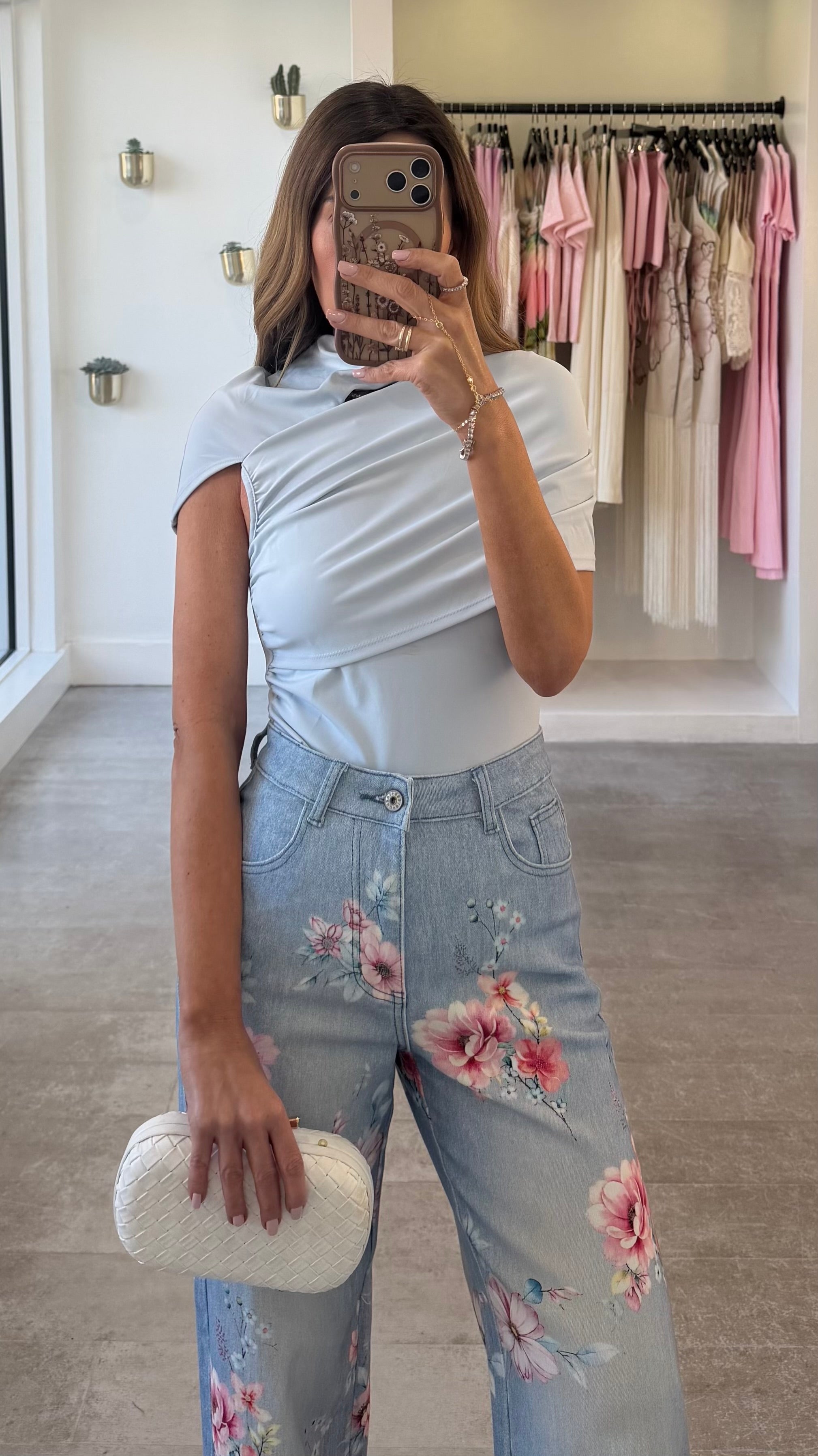 PINK FLORA DENIM