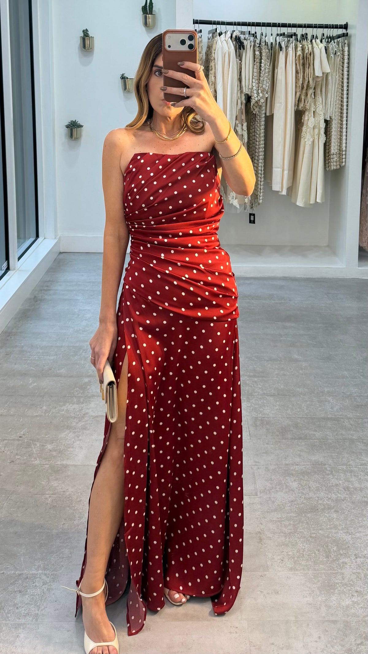 RED POLKA CORSET DRESS