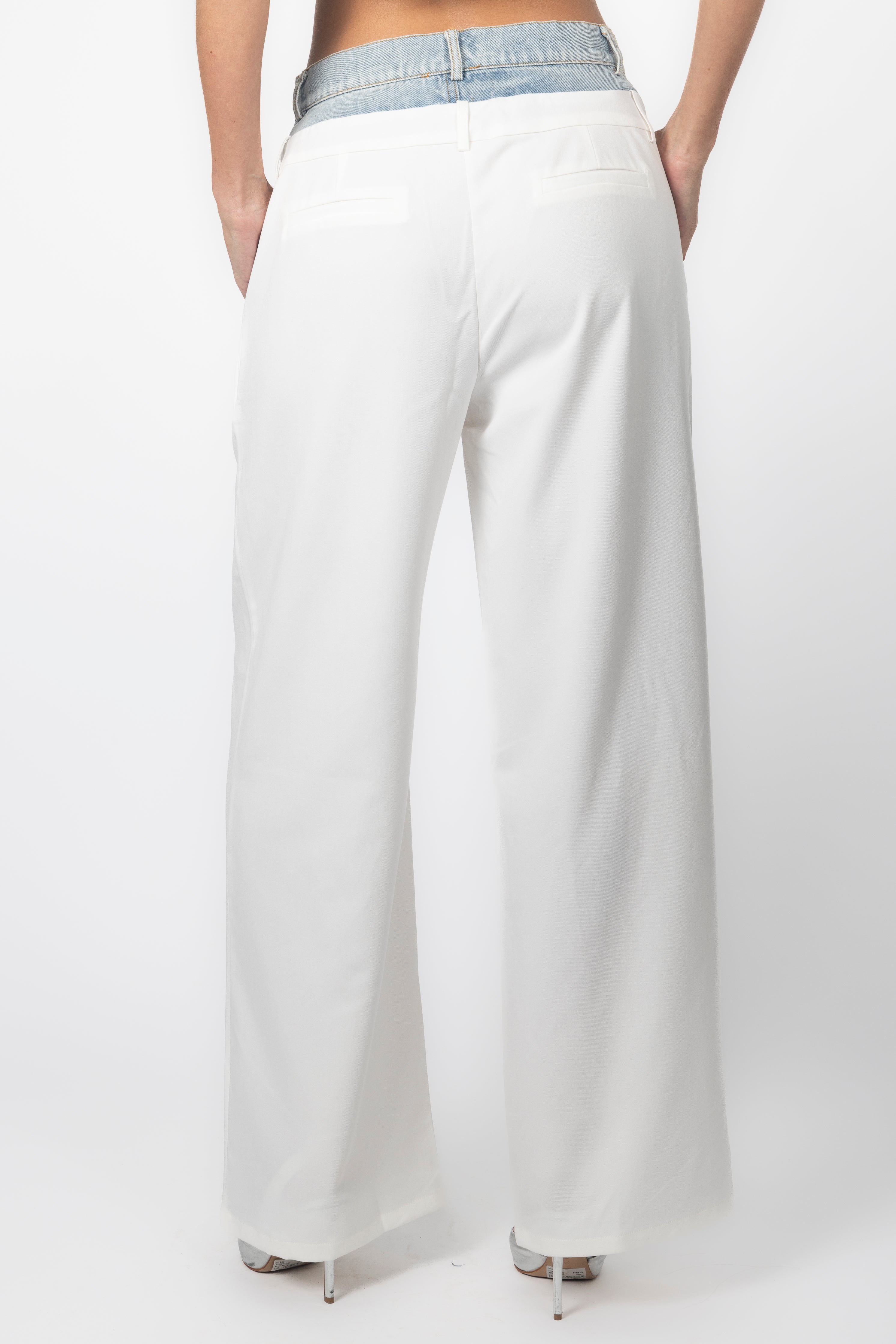 WHITE DENIM CONTRAST PANT